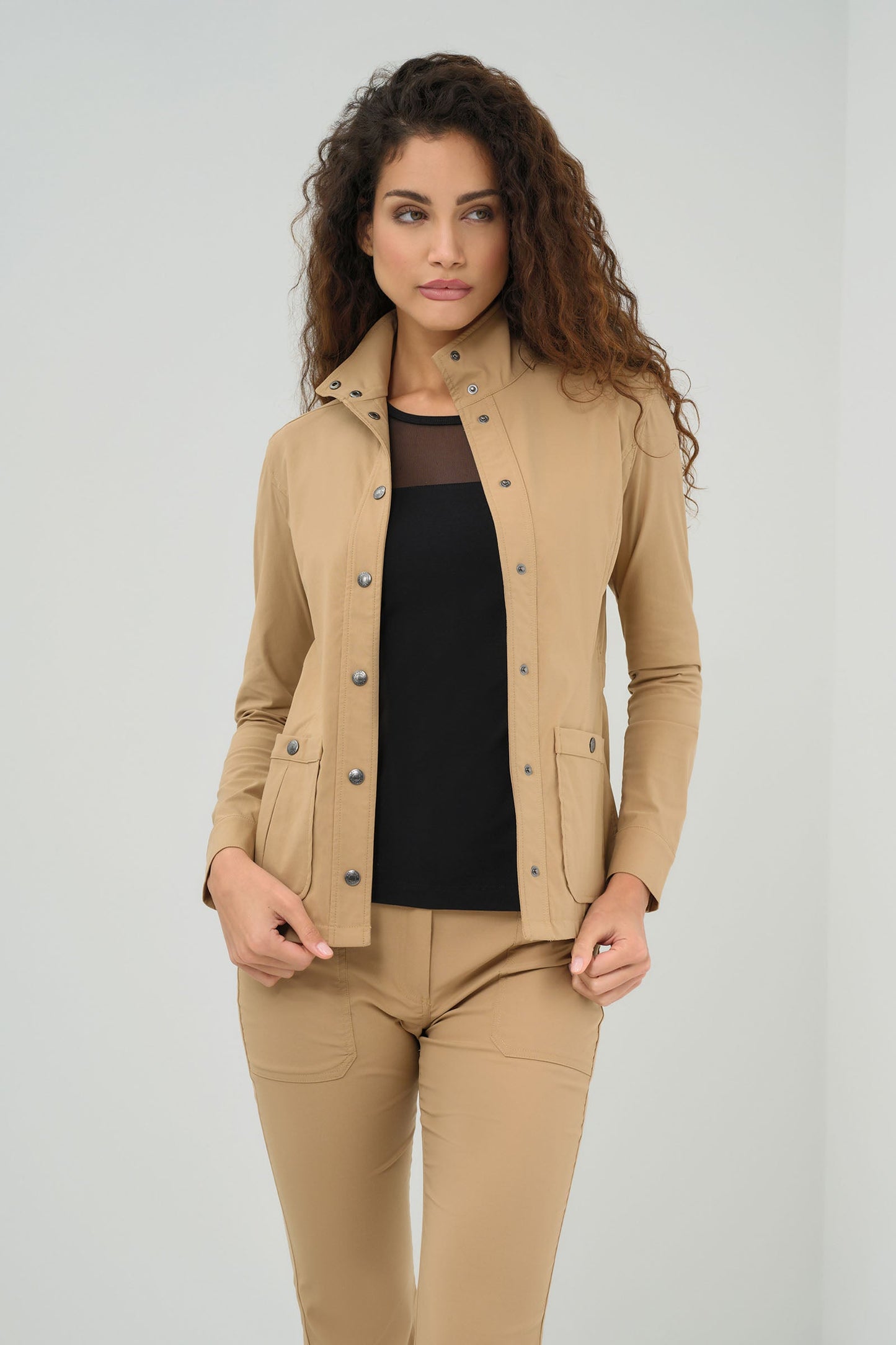 Jane Stretch Snap Front Jacket