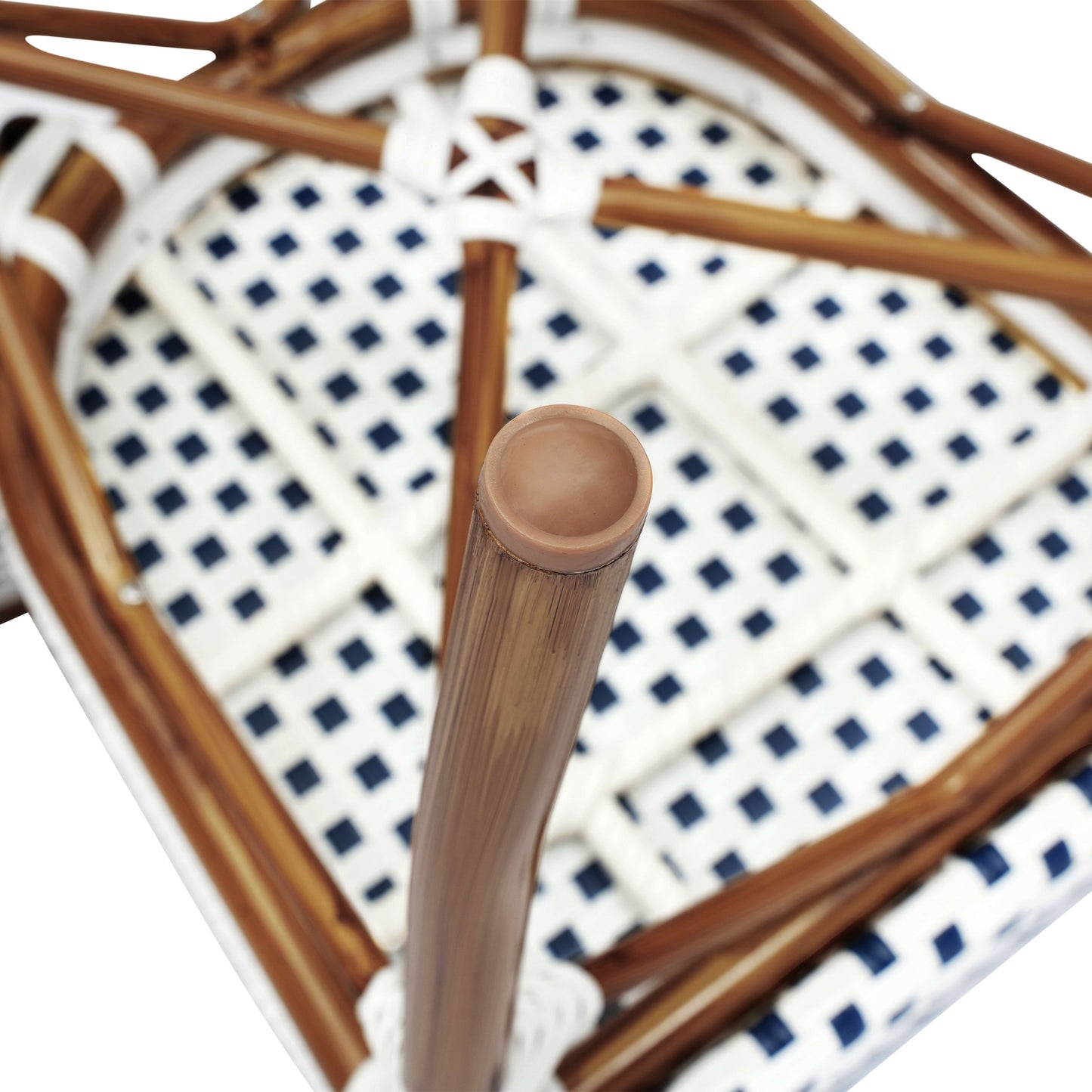 Lourdes Indoor/Outdoor Commercial Thonet Bistro Stacking Chair, PE Rattan and Aluminum Frame