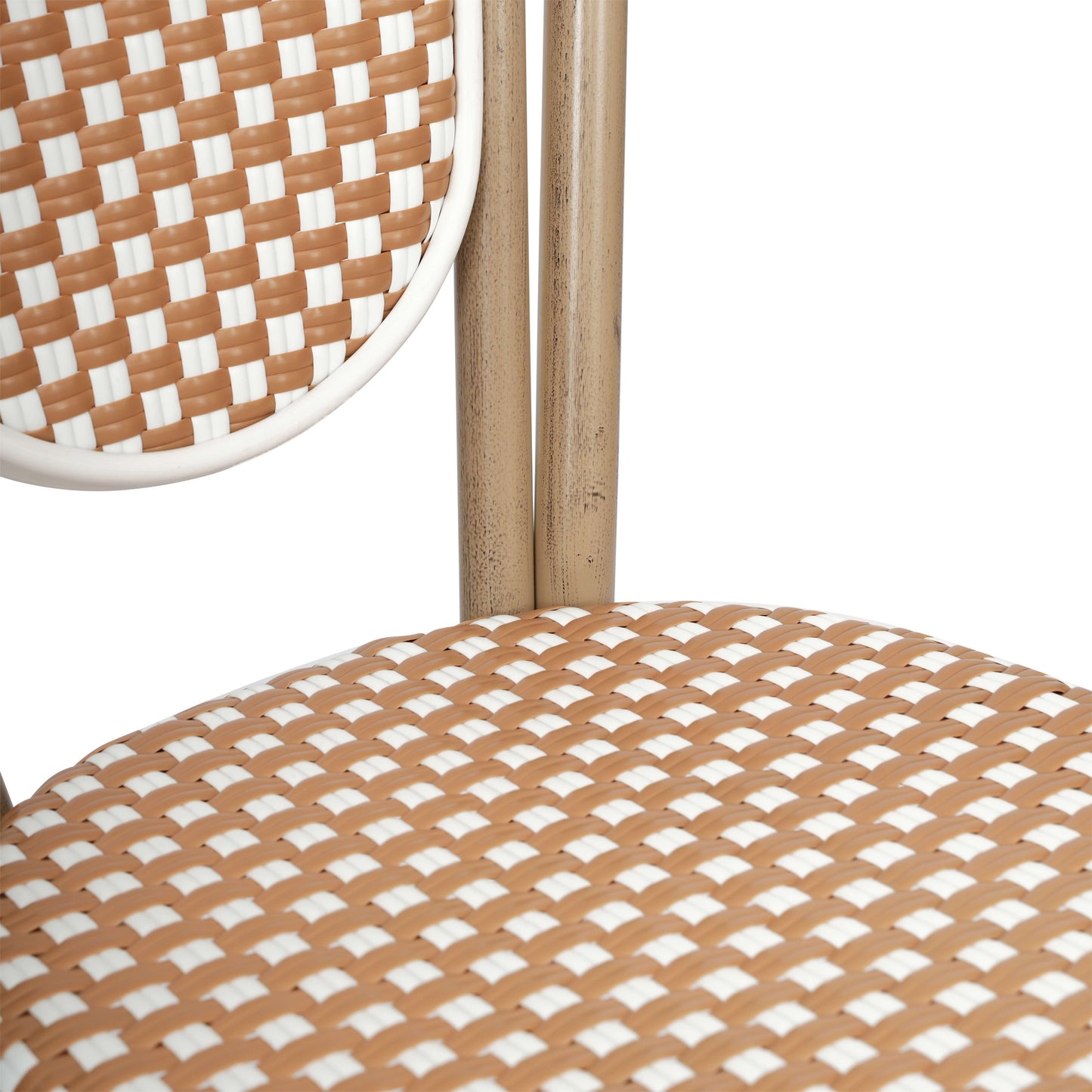 Lourdes Indoor/Outdoor Commercial Thonet Bistro Stacking Chair, PE Rattan and Aluminum Frame