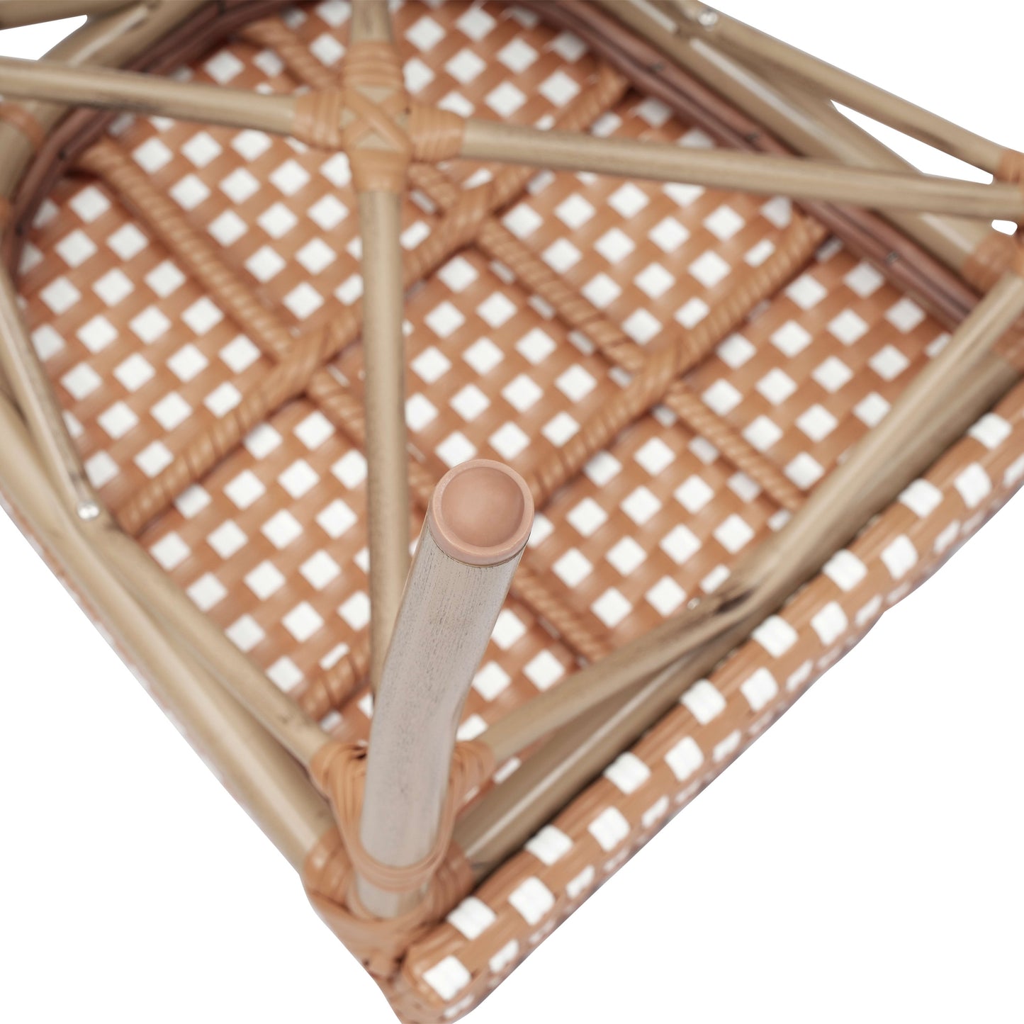 Lourdes Indoor/Outdoor Commercial Thonet Bistro Stacking Chair, PE Rattan and Aluminum Frame