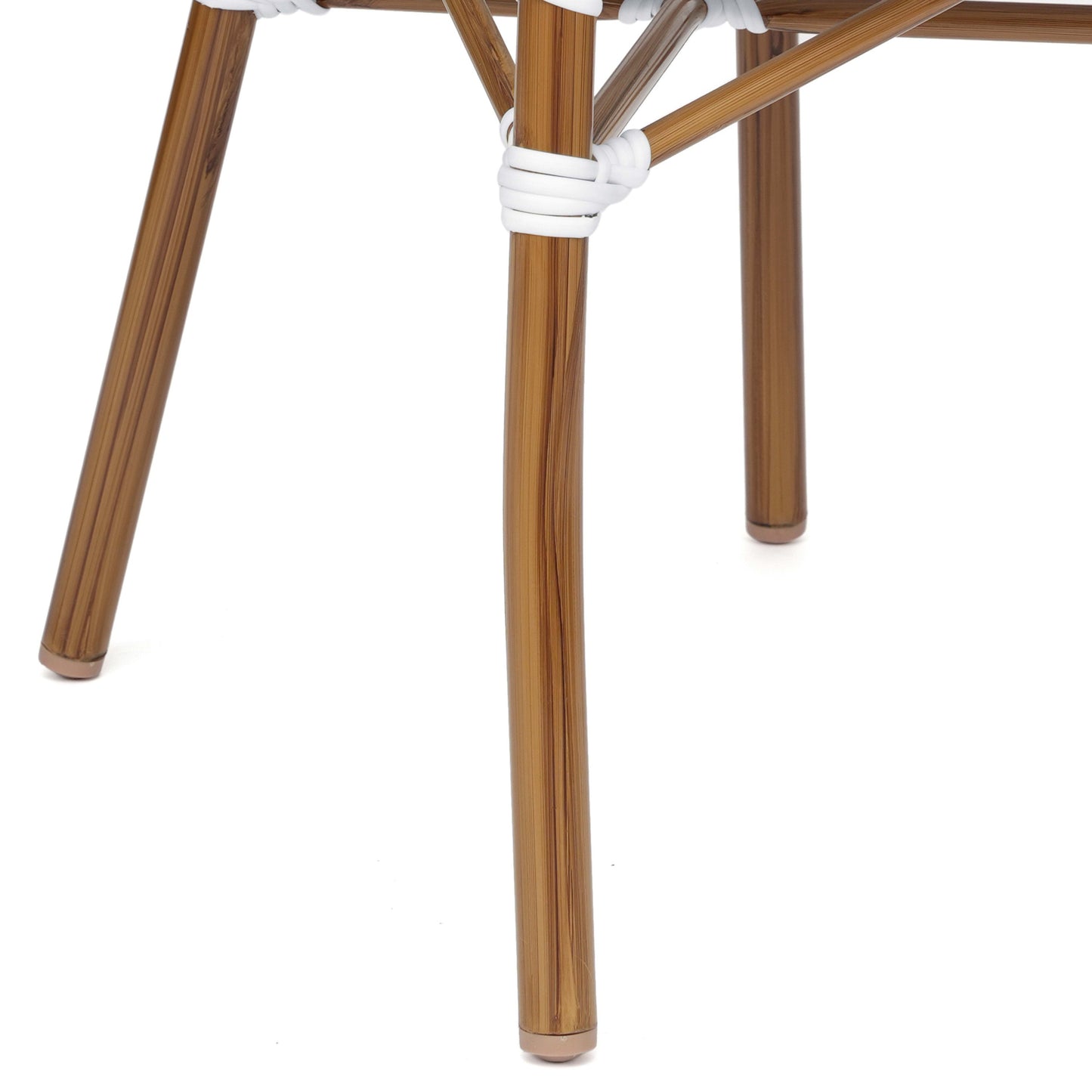 Lourdes Indoor/Outdoor Commercial Thonet Bistro Stacking Chair with Arms, PE Rattan and Aluminum Frame