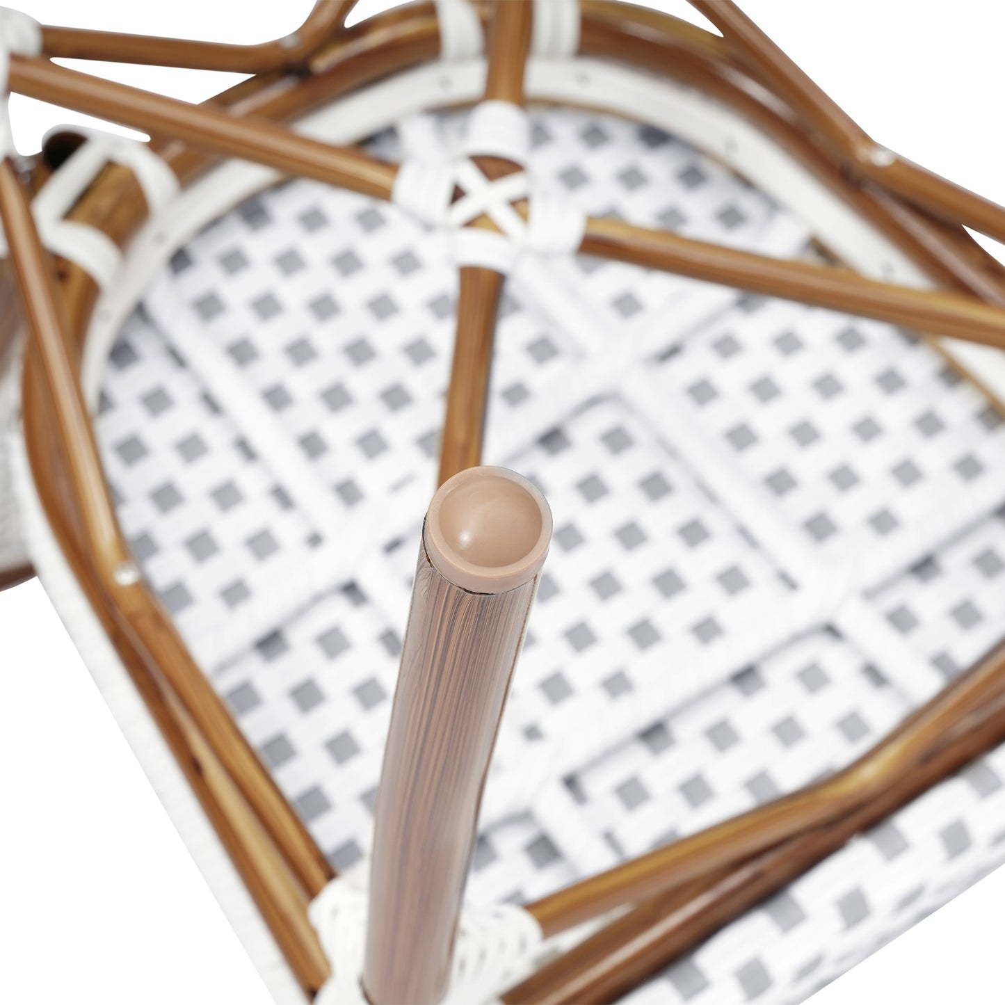 Lourdes Indoor/Outdoor Commercial Thonet Bistro Stacking Chair, PE Rattan and Aluminum Frame