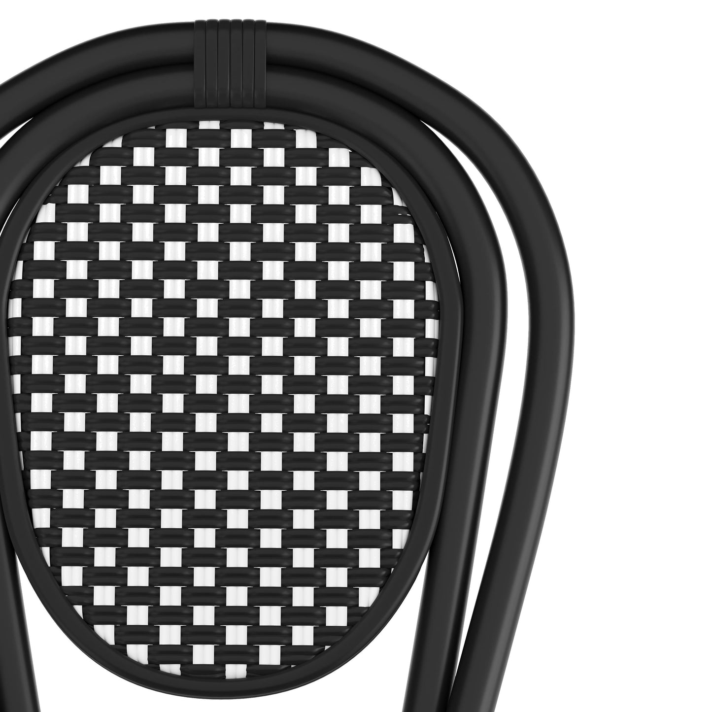 Lourdes Indoor/Outdoor Commercial Thonet Bistro Stacking Chair, PE Rattan and Aluminum Frame