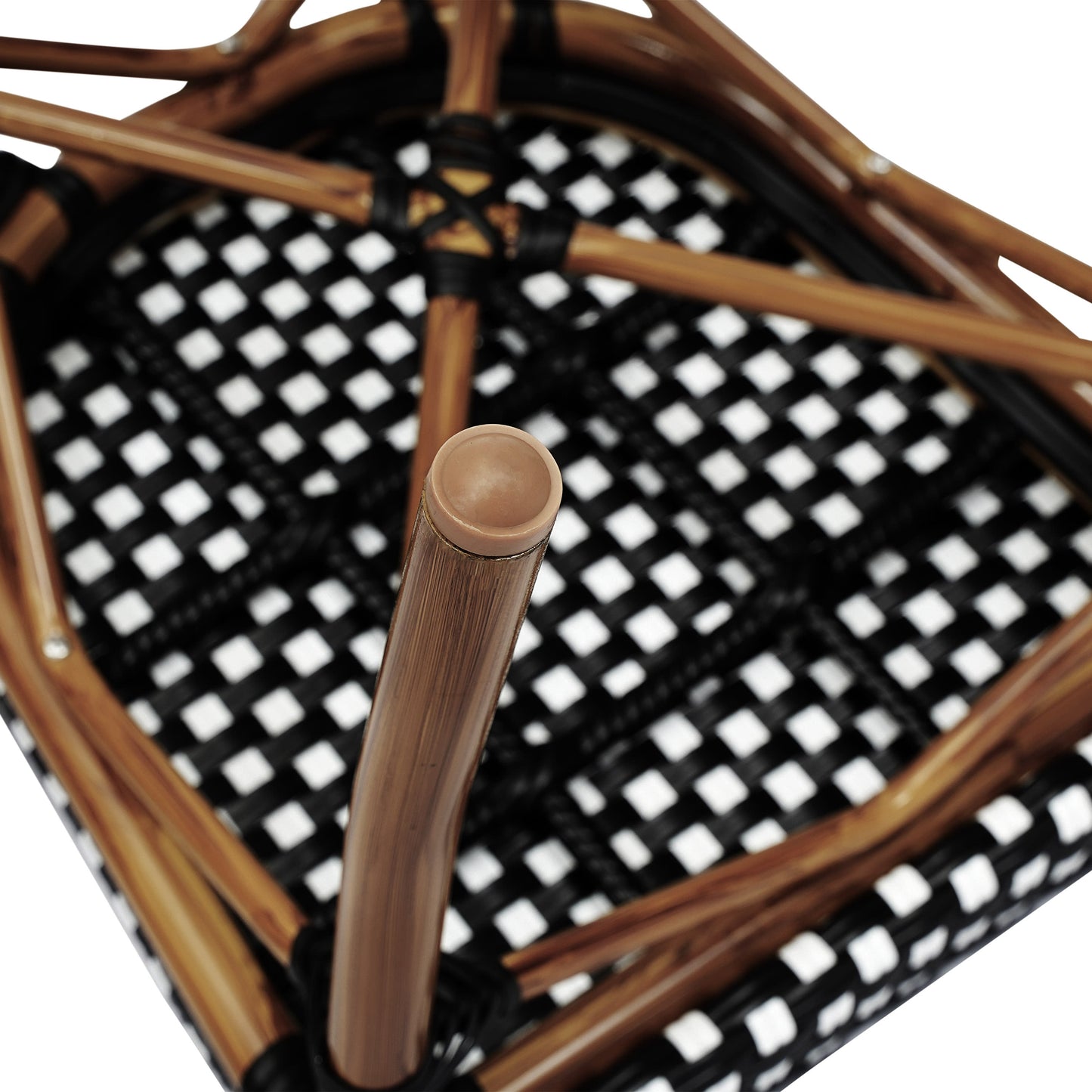 Lourdes Indoor/Outdoor Commercial Thonet Bistro Stacking Chair, PE Rattan and Aluminum Frame