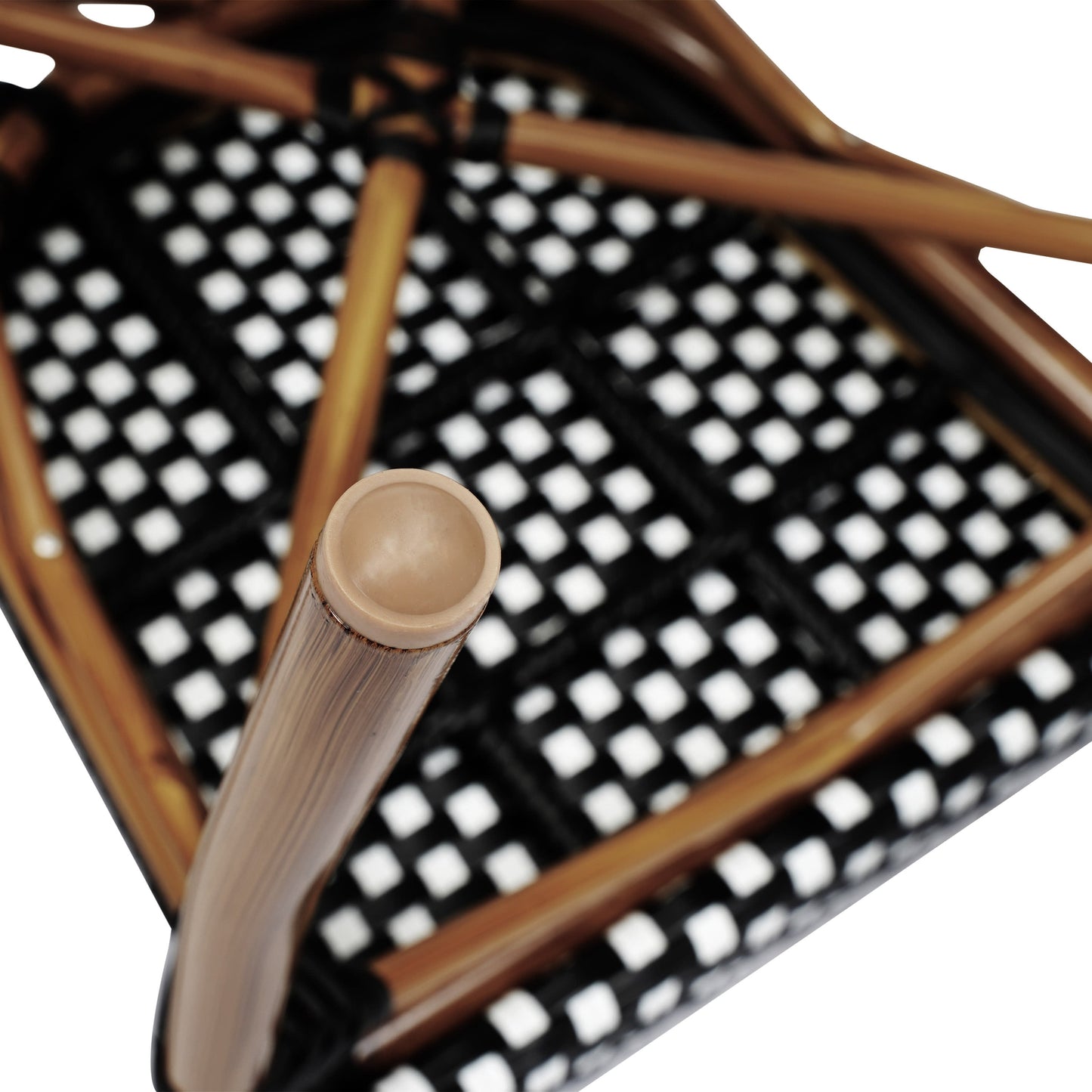 Lourdes Indoor/Outdoor Commercial Thonet Bistro Stacking Chair with Arms, PE Rattan and Aluminum Frame