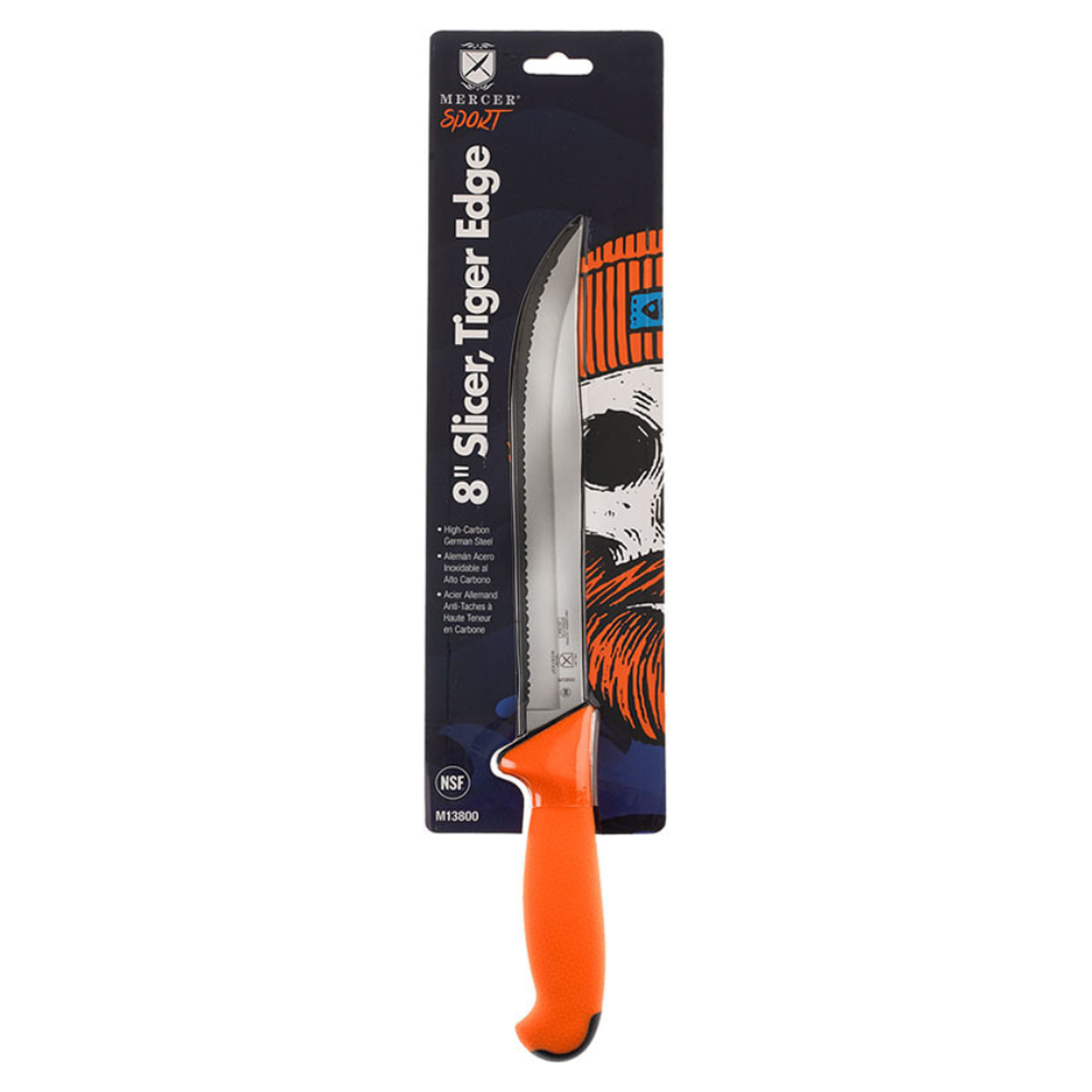 MERCER SPORT Orange Sport Handle Tiger Edge Slicer 8" Knife