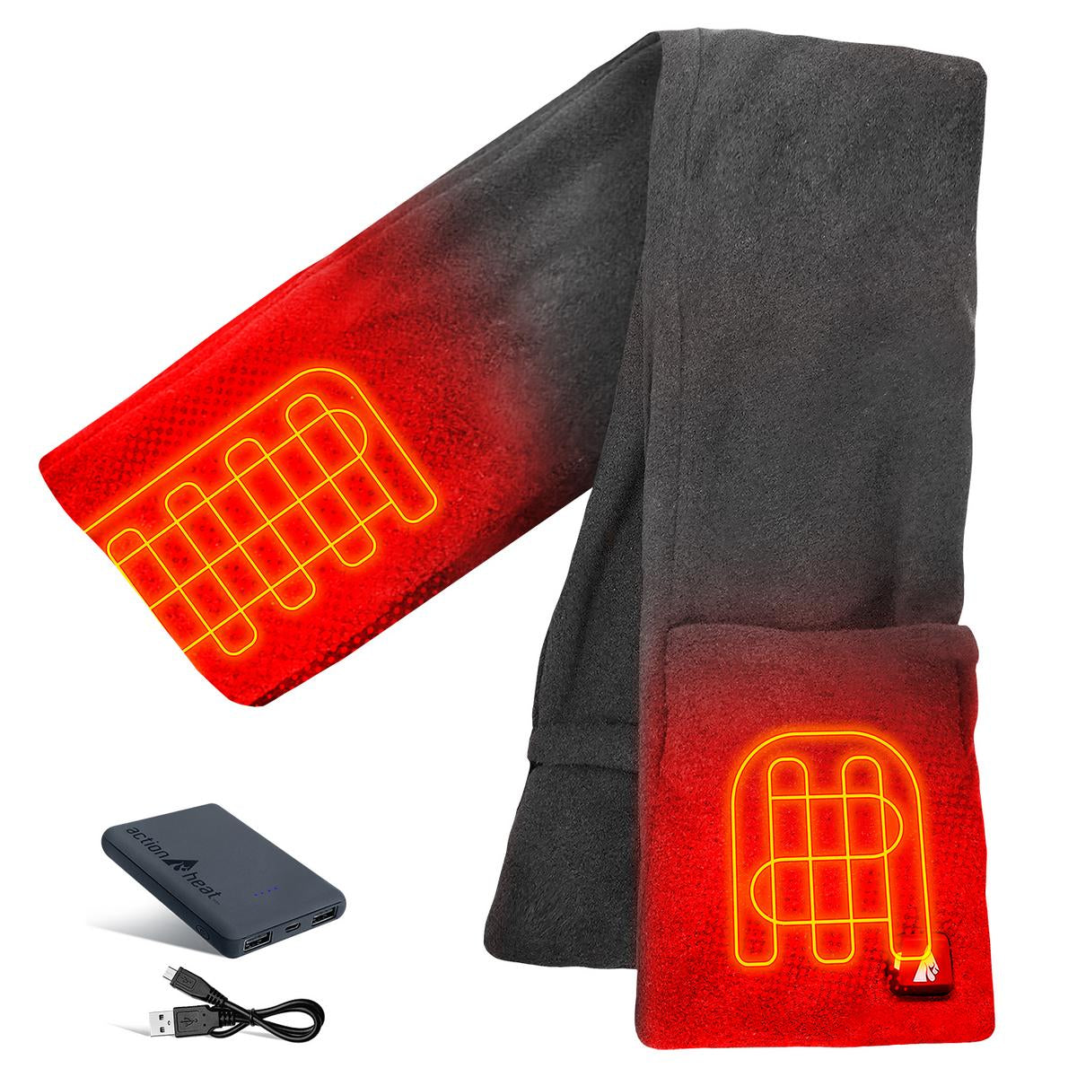 ActionHeat 5V Battery Heated Fleece Scarf with Pockets