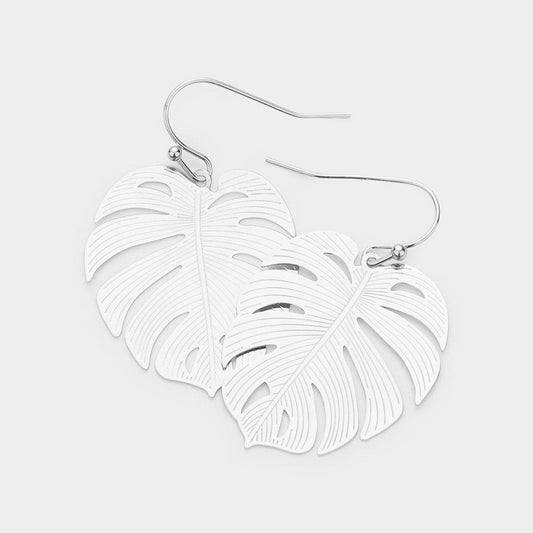 Brass Metal Leaf Earrings