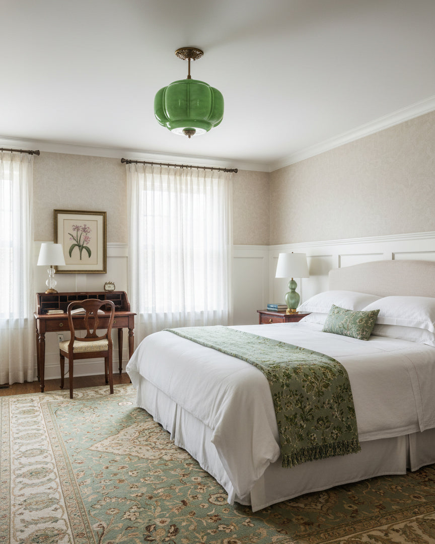 Sculpted Glass Ceiling Light With Brass Accents