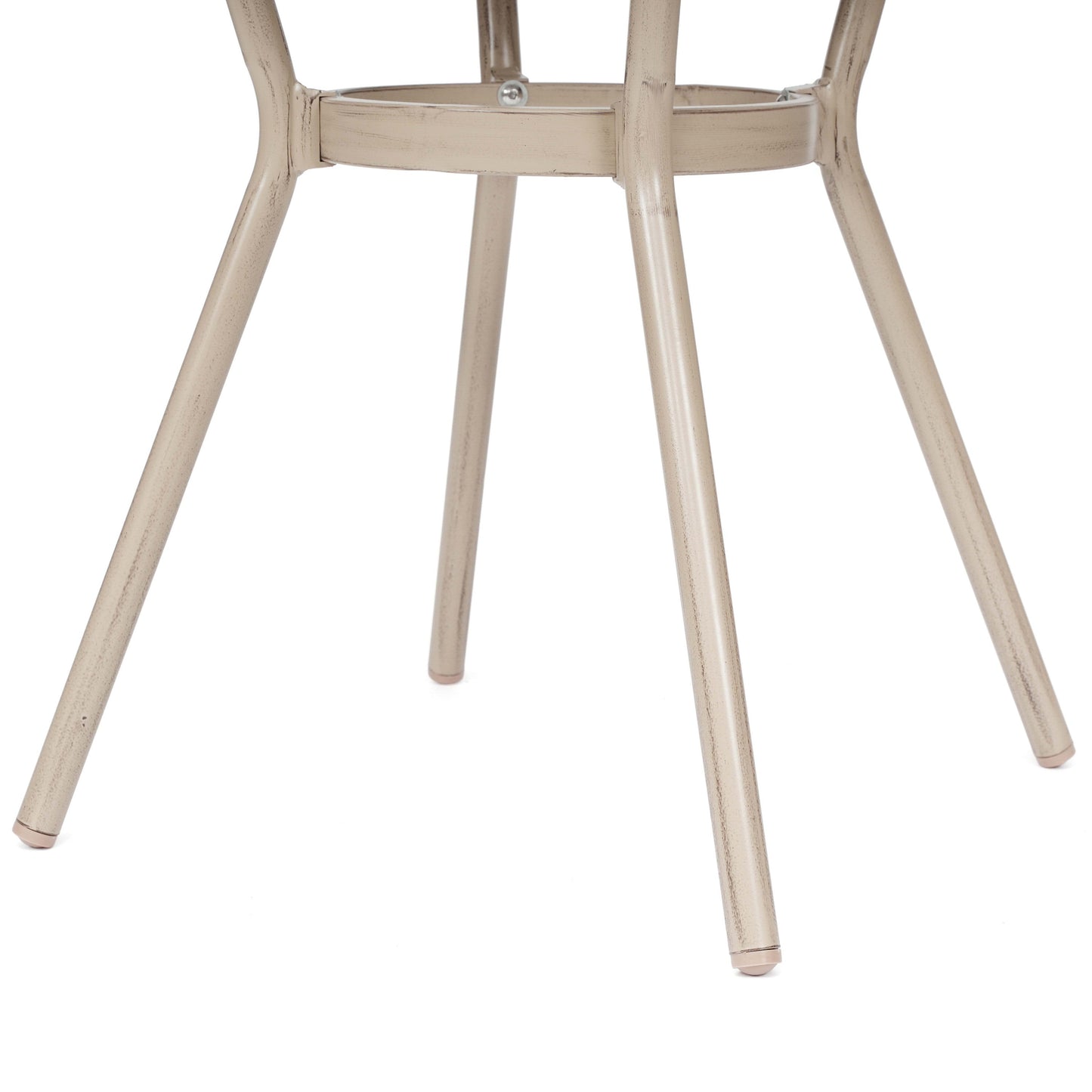 Marseille Indoor/Outdoor Commercial Bistro 31.5" Table, Textilene, Glass Top, Bamboo Print Aluminum Frame