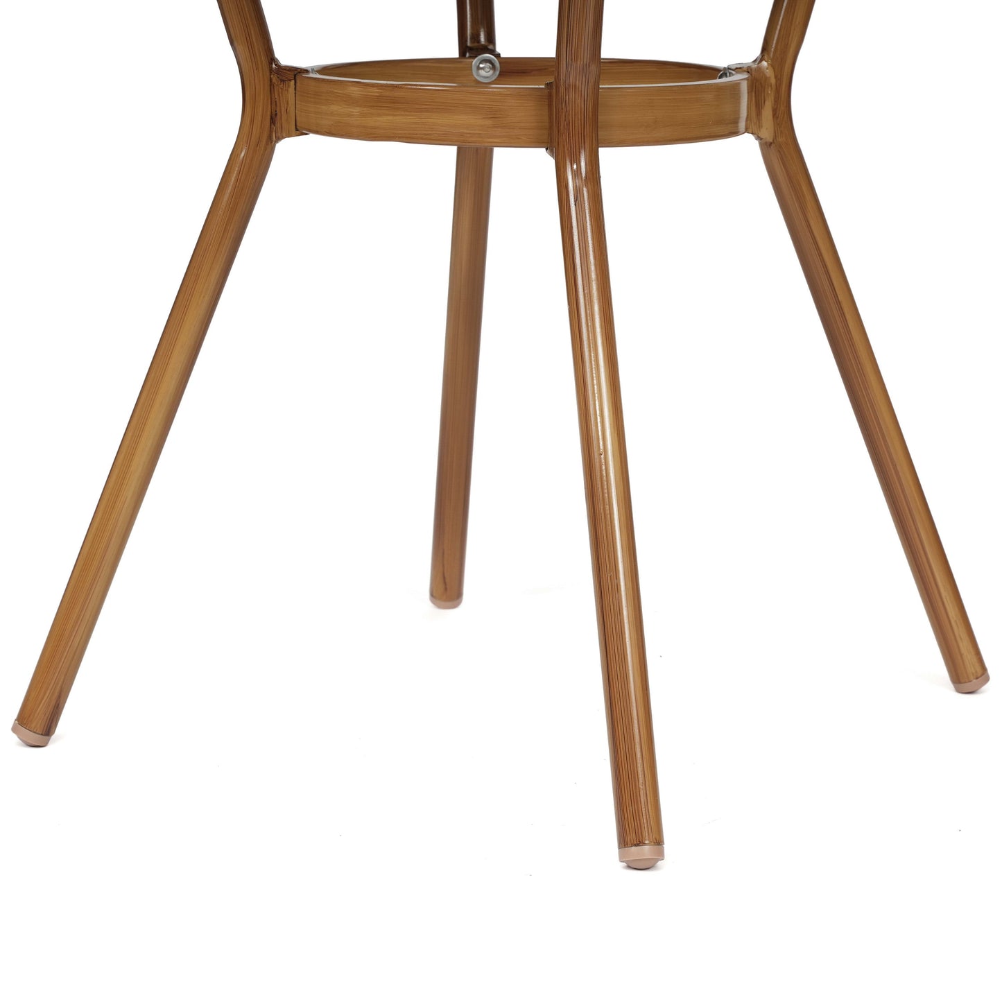 Marseille Indoor/Outdoor Commercial Bistro 31.5" Table, Textilene, Glass Top, Bamboo Print Aluminum Frame