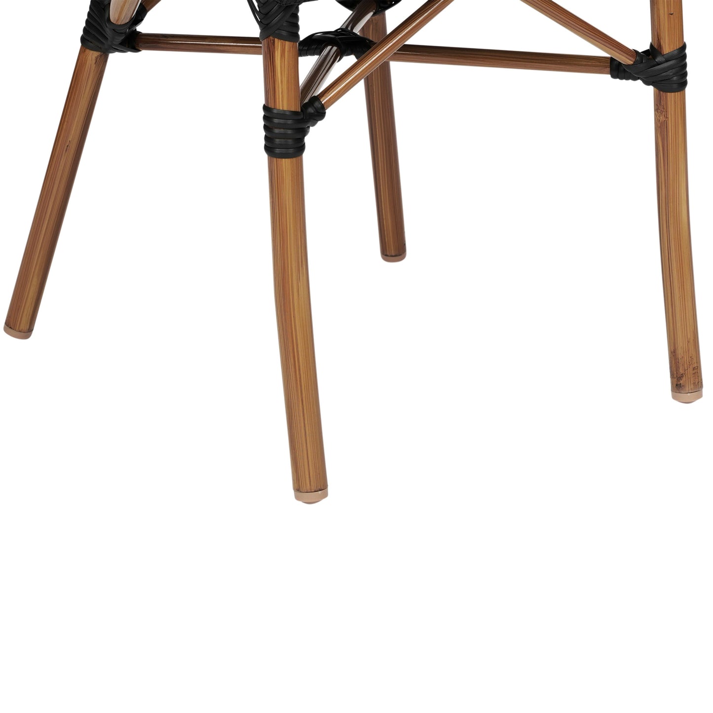 Marseille Indoor/Outdoor Commercial Bistro Stacking Chair with Arms, Textilene and Bamboo Print Aluminum Frame