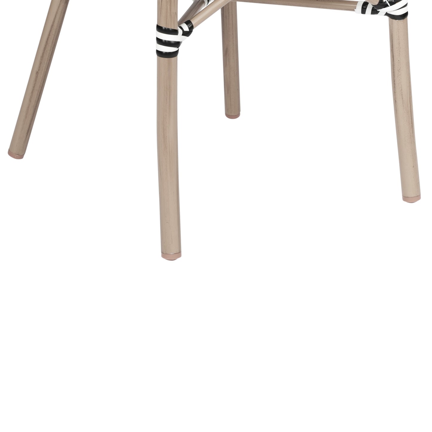 Marseille Indoor/Outdoor Commercial Bistro Stacking Chair with Arms, Textilene and Bamboo Print Aluminum Frame