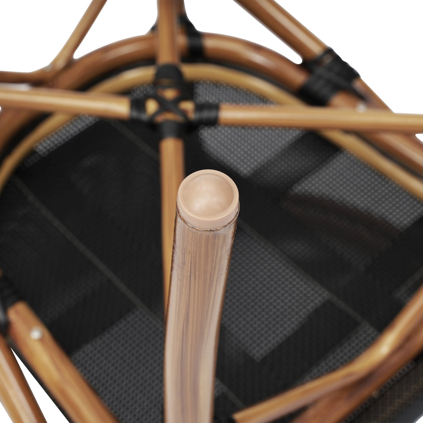 Marseille Indoor/Outdoor Commercial Bistro Stacking Chair with Arms, Textilene and Bamboo Print Aluminum Frame