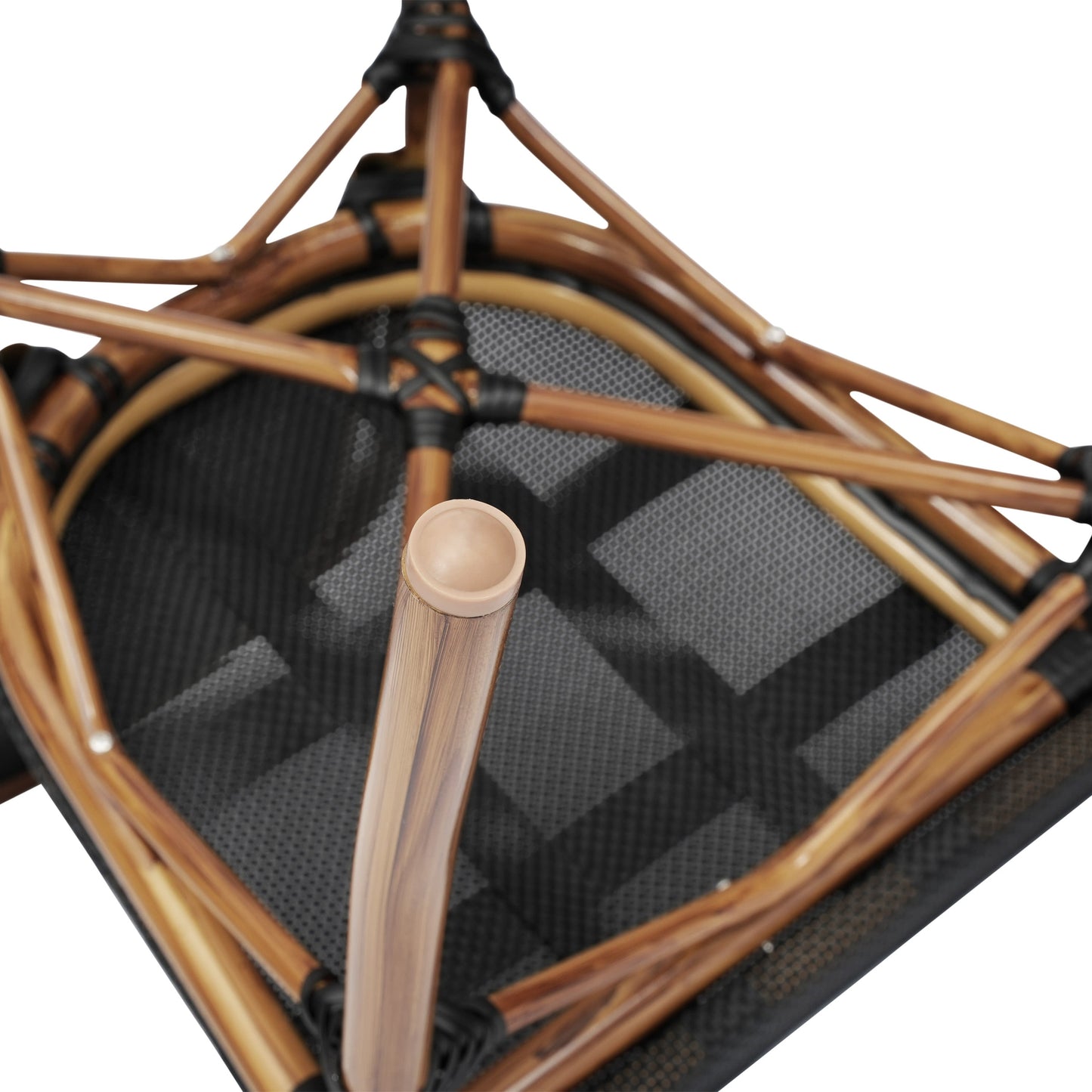 Marseille Indoor/Outdoor Commercial Thonet Bistro Stacking Chair, Textilene and Bamboo Print Aluminum Frame