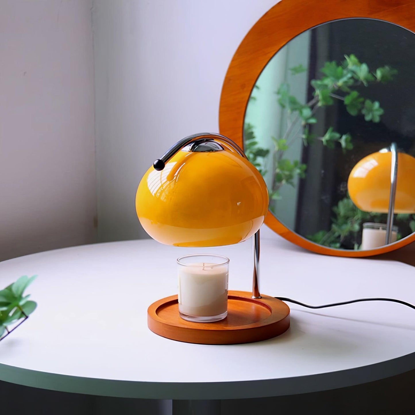 Candle Warmer Table Lamp With Glass Dome Shade