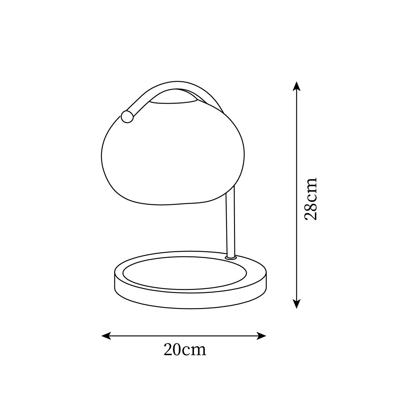 Arched Candle Warmer Table Lamp With Glass Shade And Wooden Tray Base