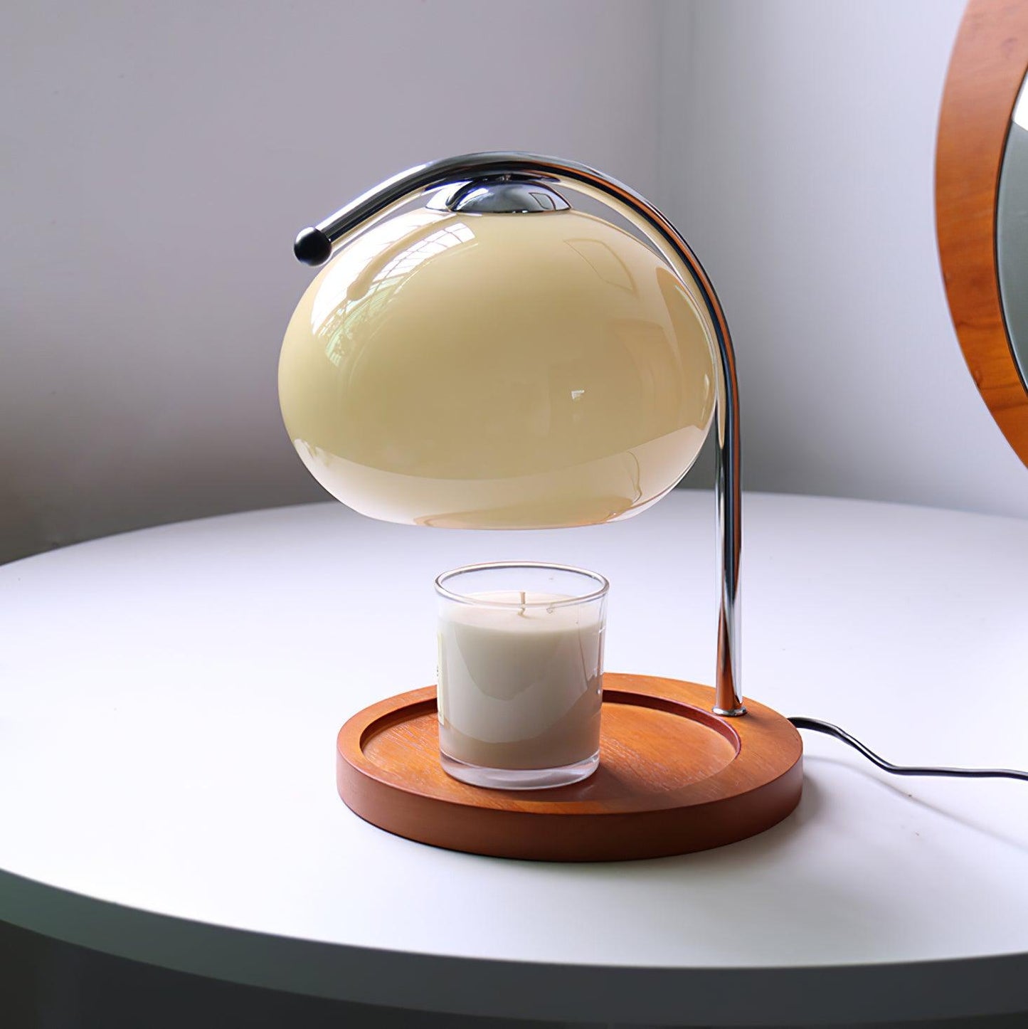 Candle Warmer Table Lamp With Glass Dome Shade