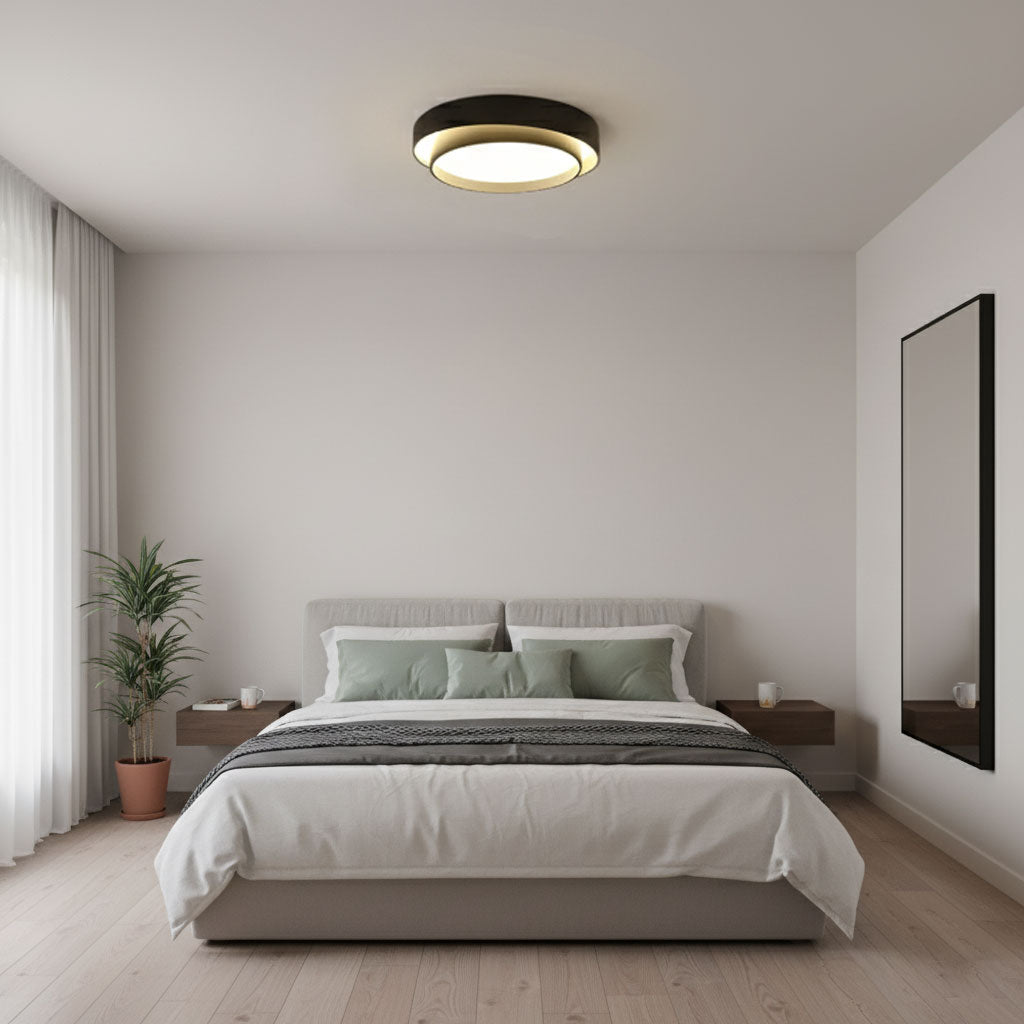 Modern Flush Mount Ceiling Light With Floating Ring Diffuser