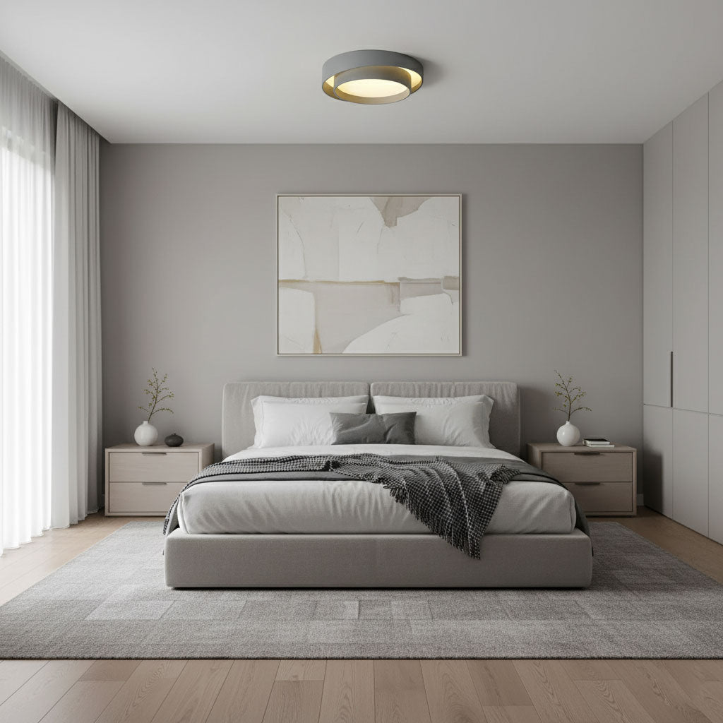 Modern Flush Mount Ceiling Light With Floating Ring Diffuser