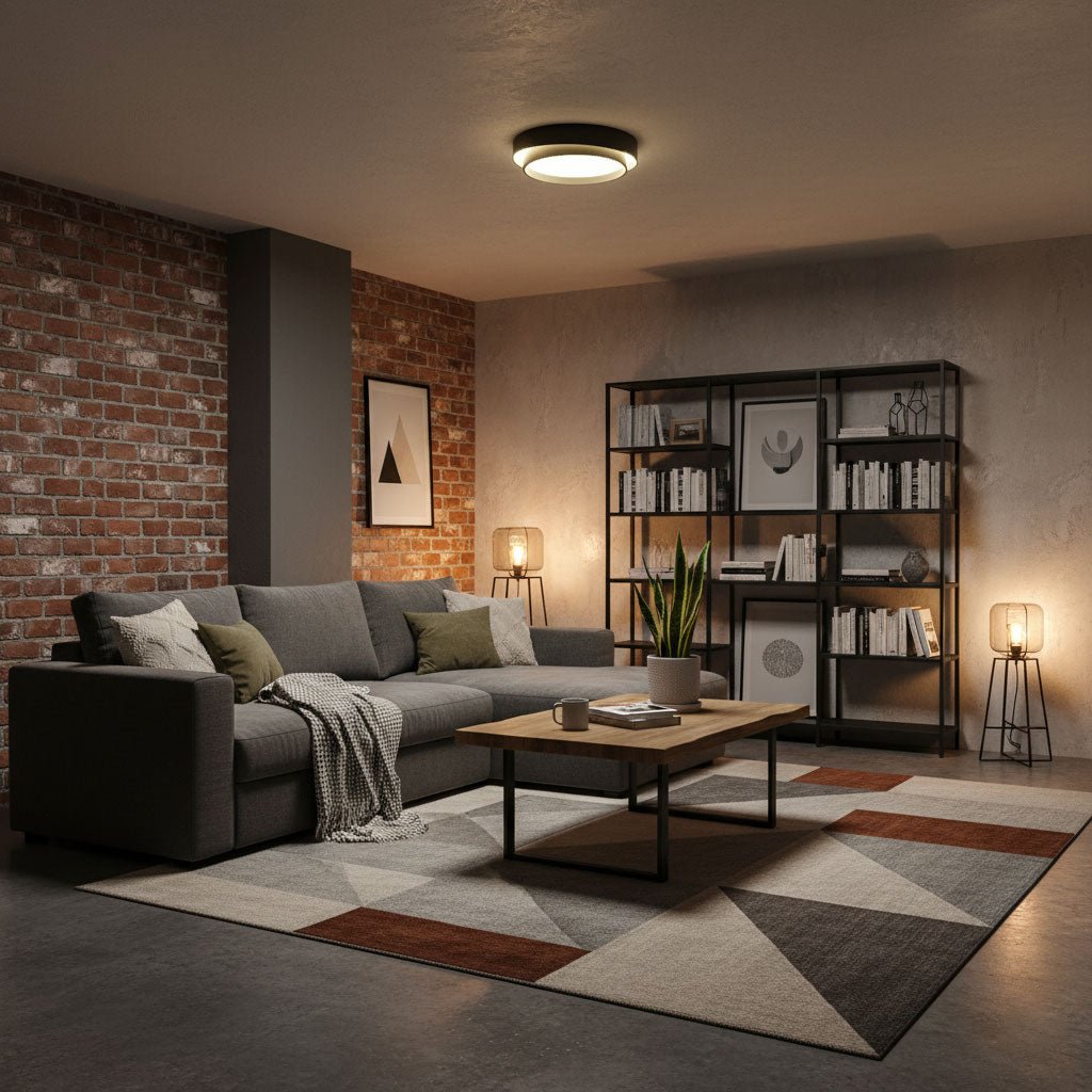 Modern Flush Mount Ceiling Light With Floating Ring Diffuser