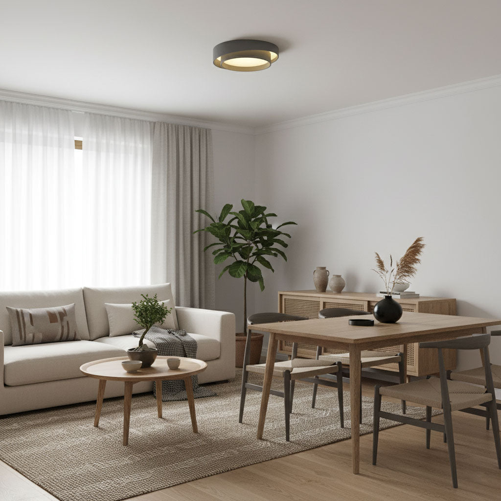 Modern Flush Mount Ceiling Light With Floating Ring Diffuser