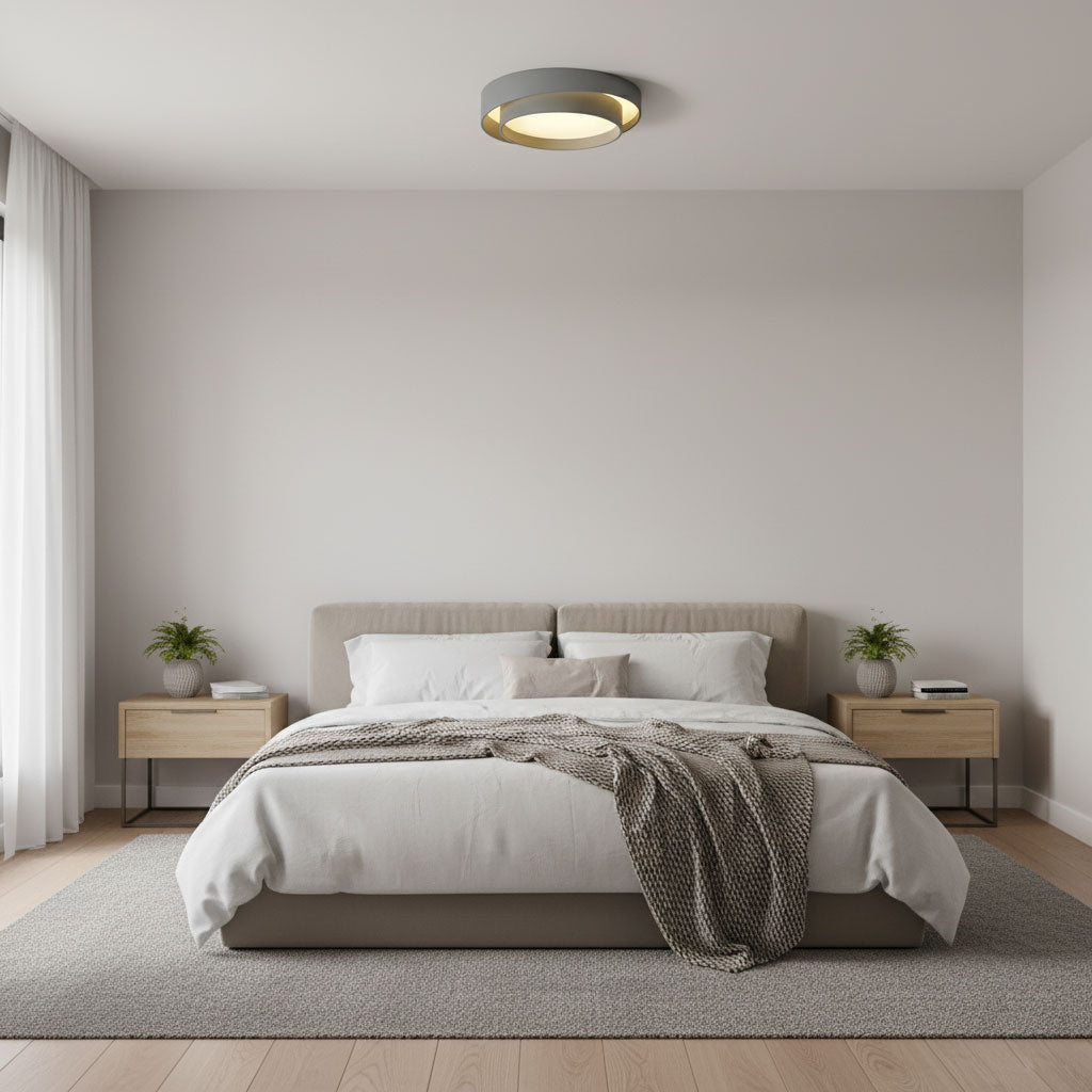 Modern Flush Mount Ceiling Light With Floating Ring Diffuser