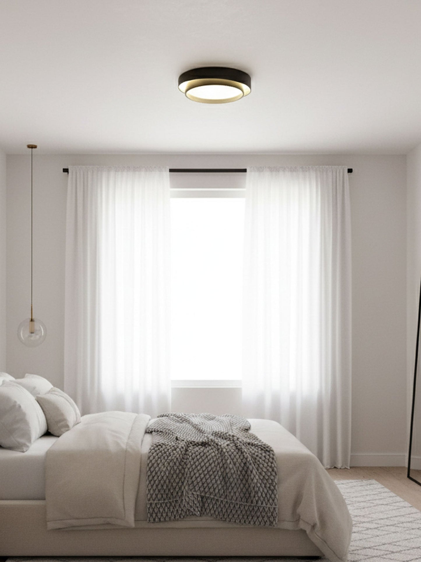 Modern Flush Mount Ceiling Light With Floating Ring Diffuser
