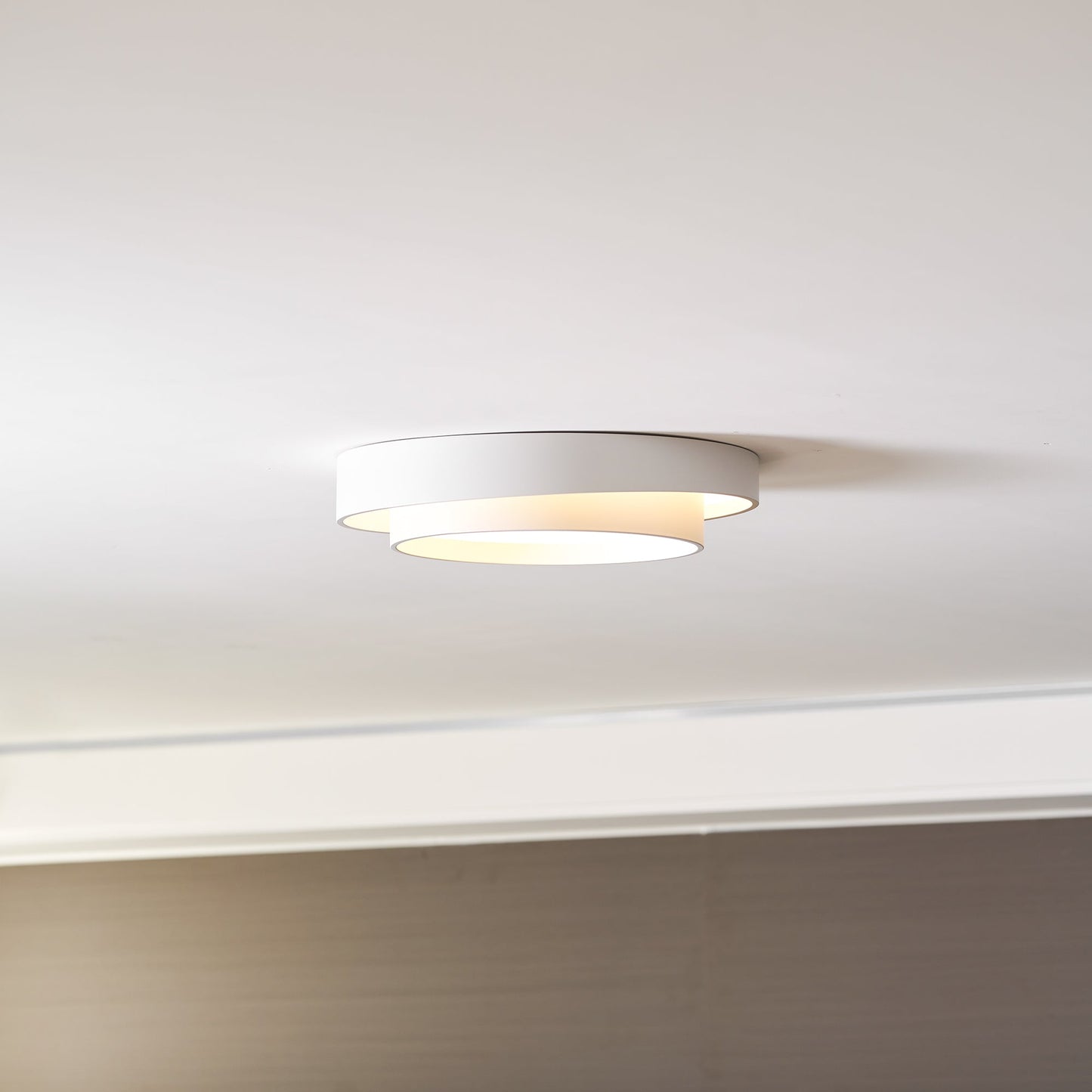 Modern Flush Mount Ceiling Light With Floating Ring Diffuser
