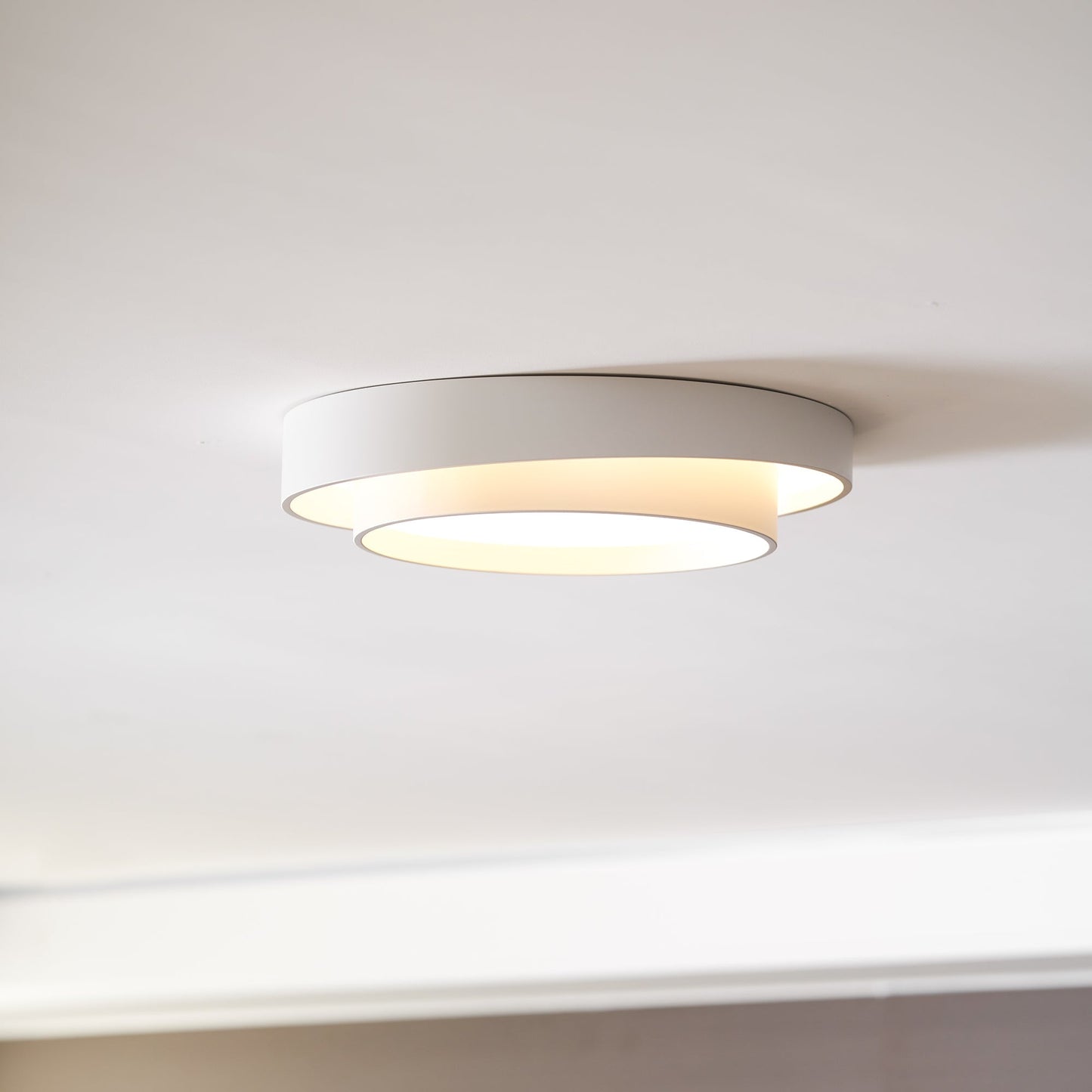 Modern Flush Mount Ceiling Light With Floating Ring Diffuser