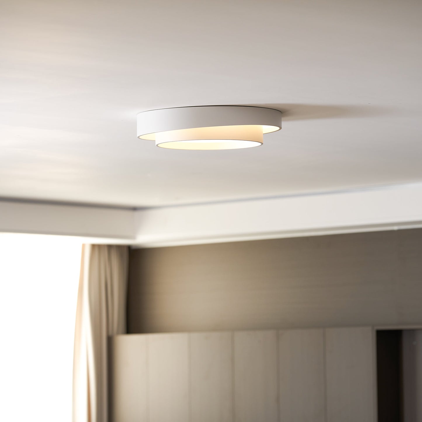 Modern Flush Mount Ceiling Light With Floating Ring Diffuser