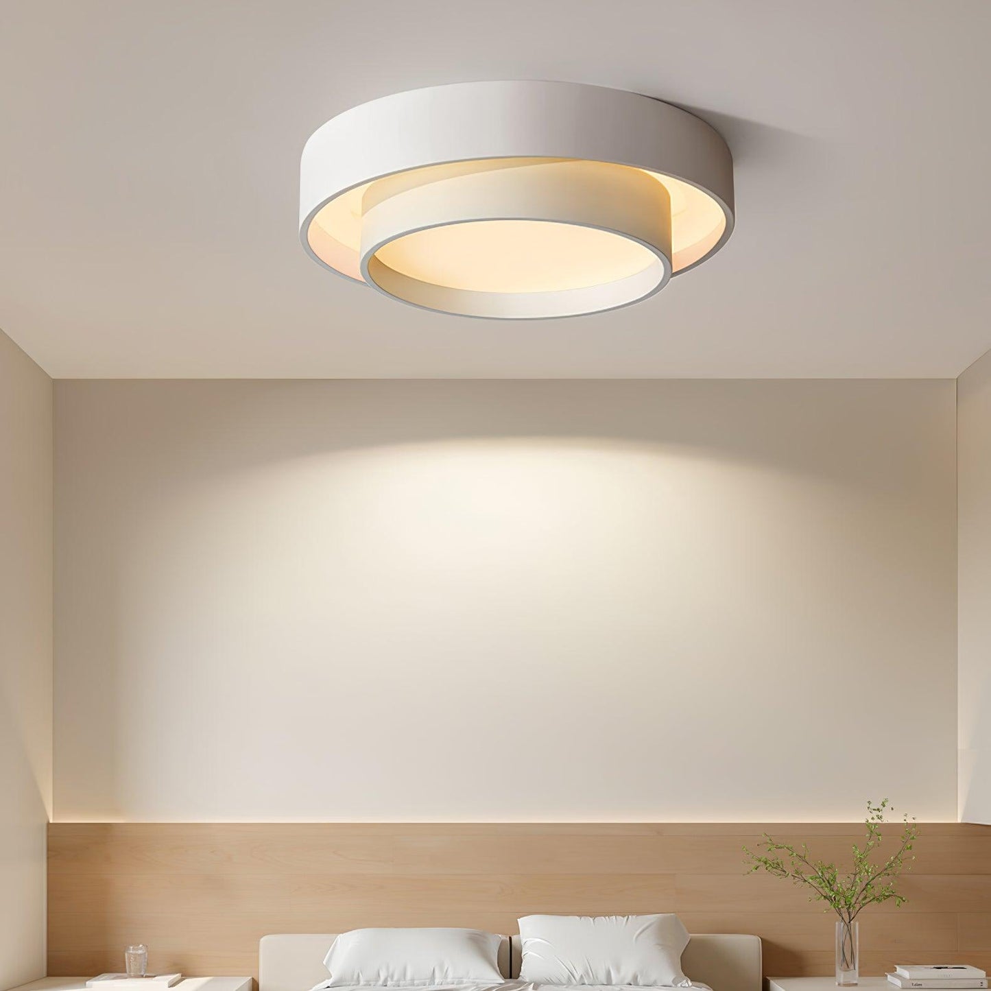 Modern Flush Mount Ceiling Light With Floating Ring Diffuser
