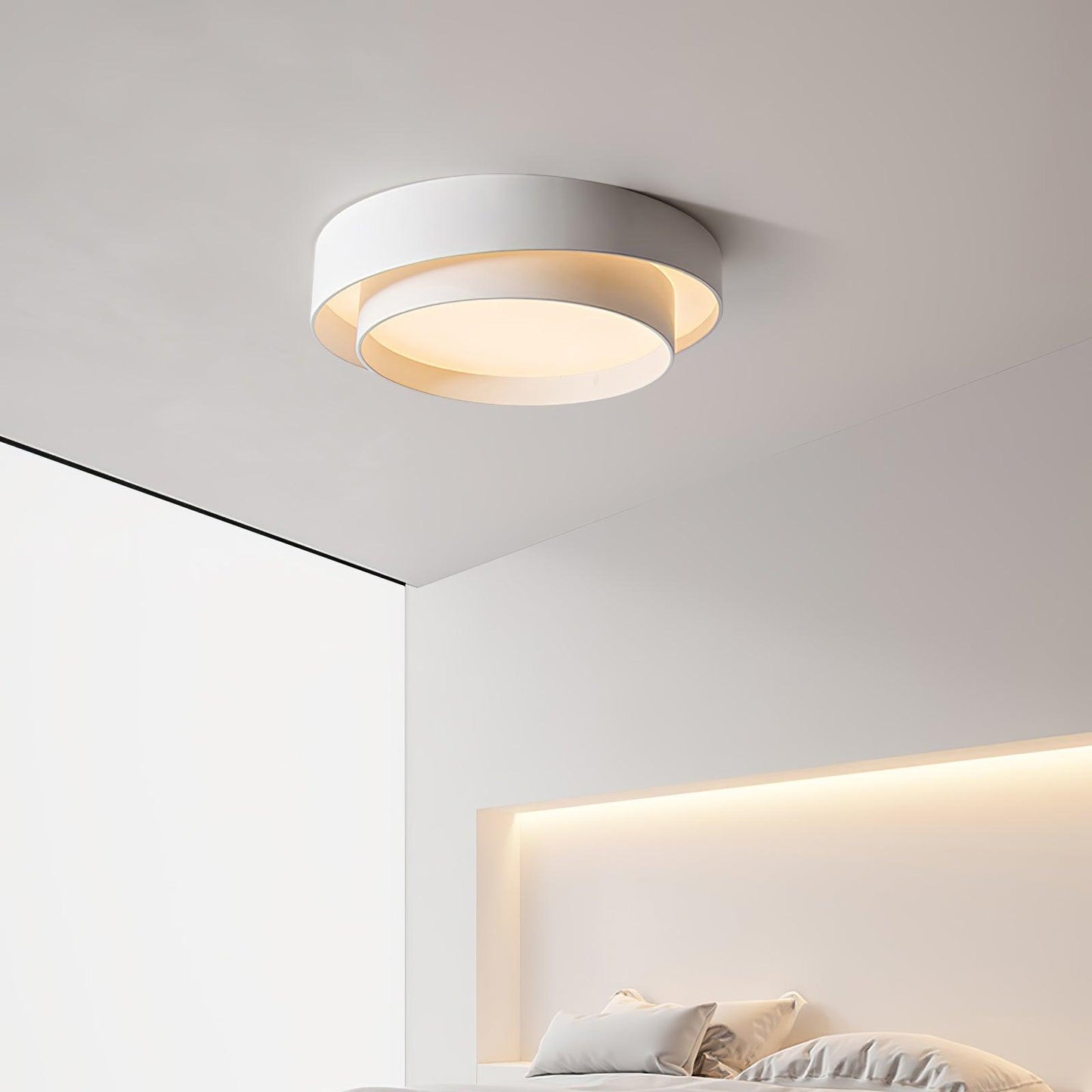 Modern Flush Mount Ceiling Light With Floating Ring Diffuser