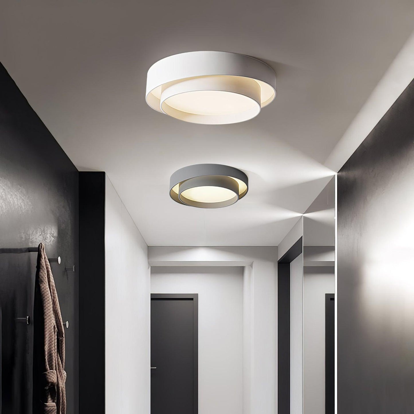 Modern Flush Mount Ceiling Light With Floating Ring Diffuser