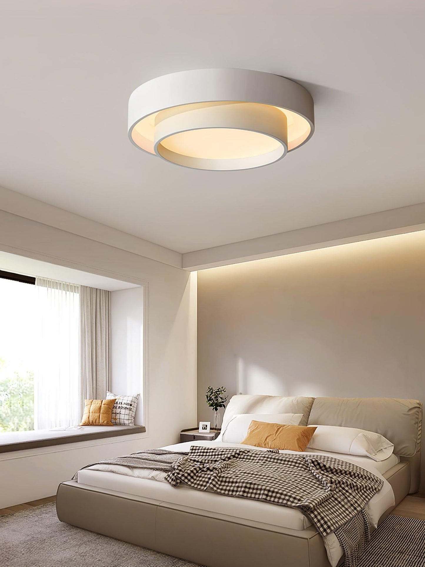 Modern Flush Mount Ceiling Light With Floating Ring Diffuser