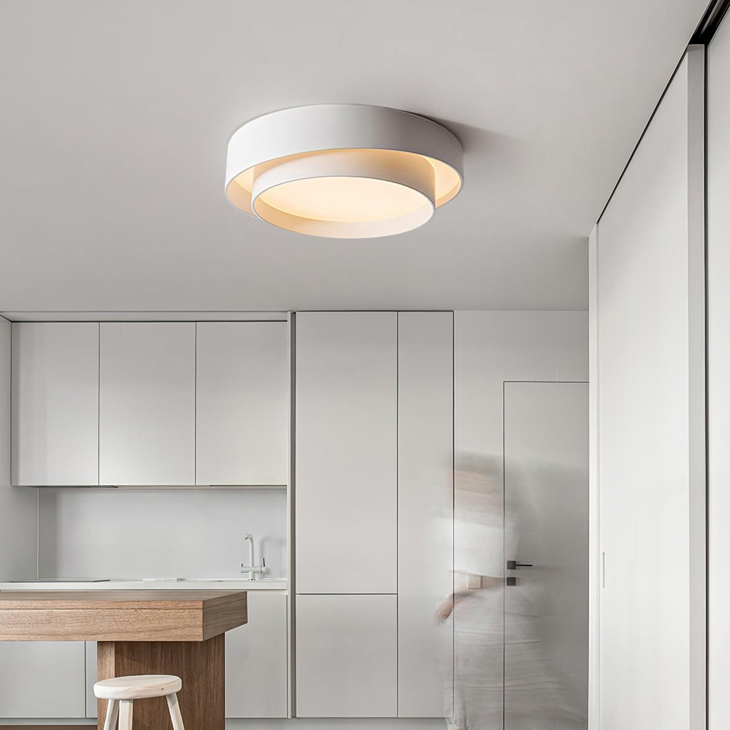 Modern Flush Mount Ceiling Light With Floating Ring Diffuser