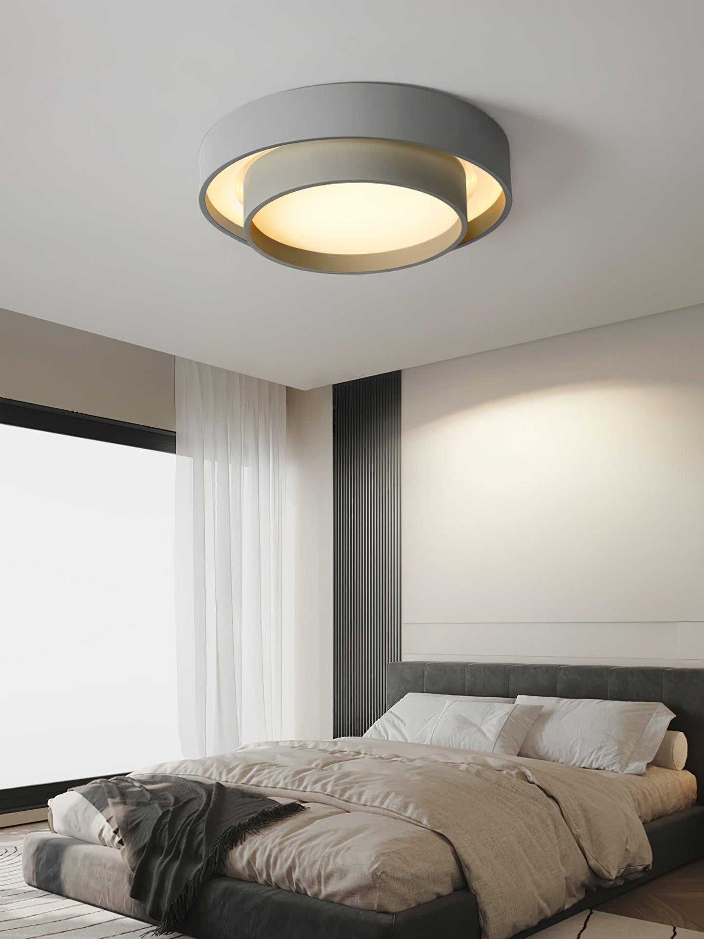 Modern Flush Mount Ceiling Light With Floating Ring Diffuser