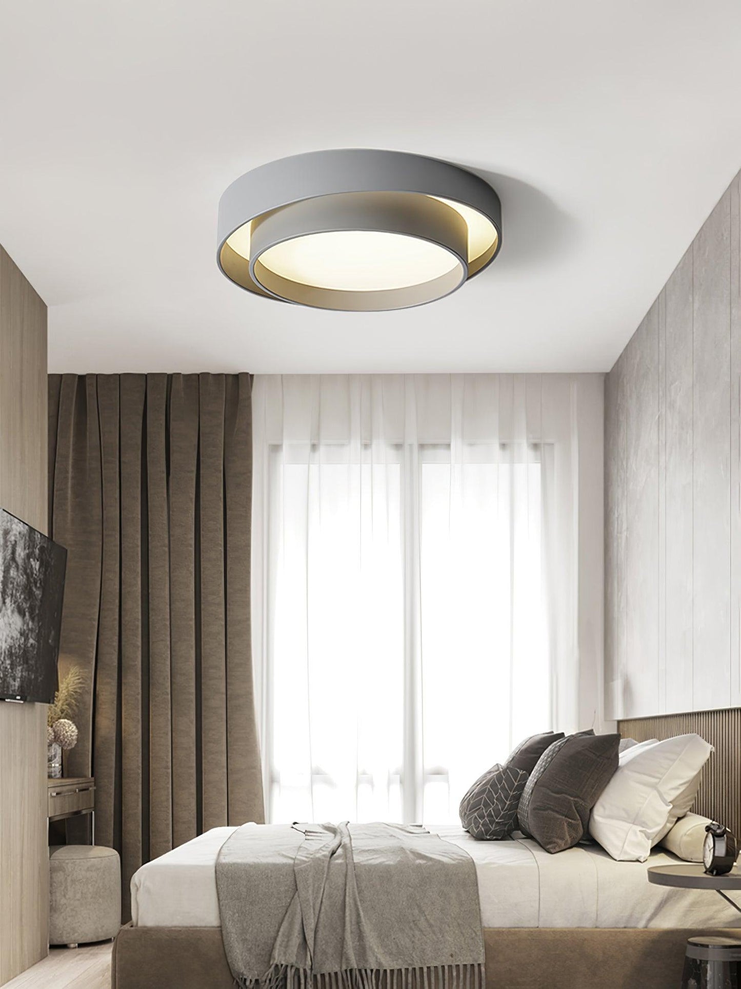Modern Flush Mount Ceiling Light With Floating Ring Diffuser