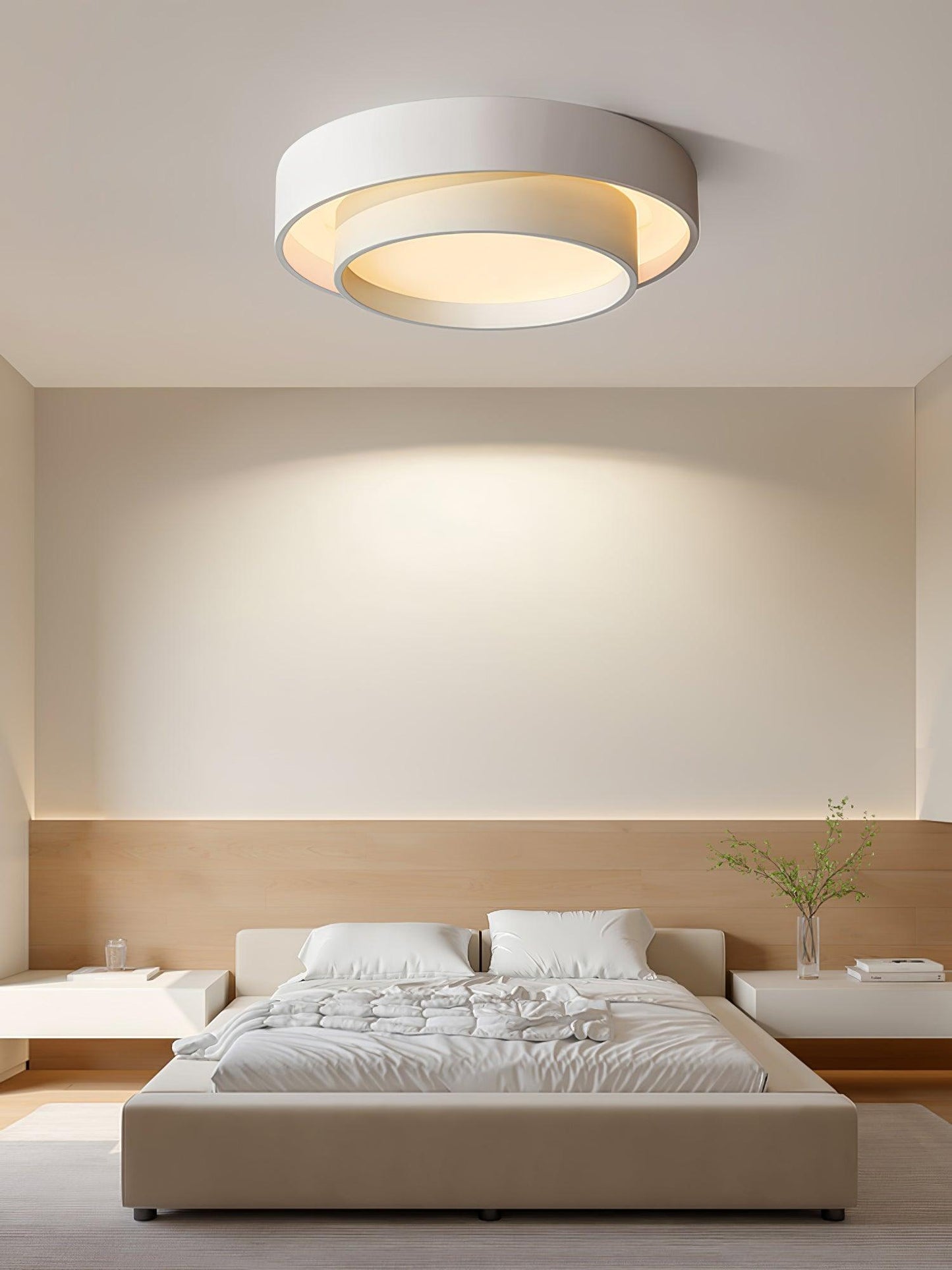 Modern Flush Mount Ceiling Light With Floating Ring Diffuser