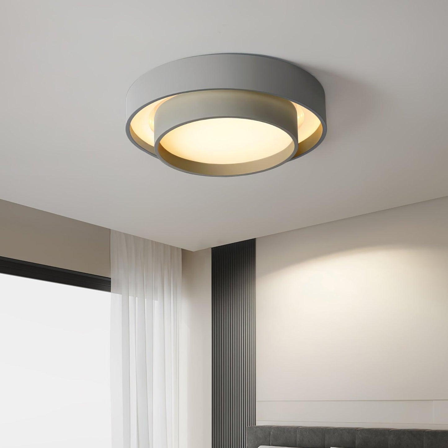 Modern Flush Mount Ceiling Light With Floating Ring Diffuser