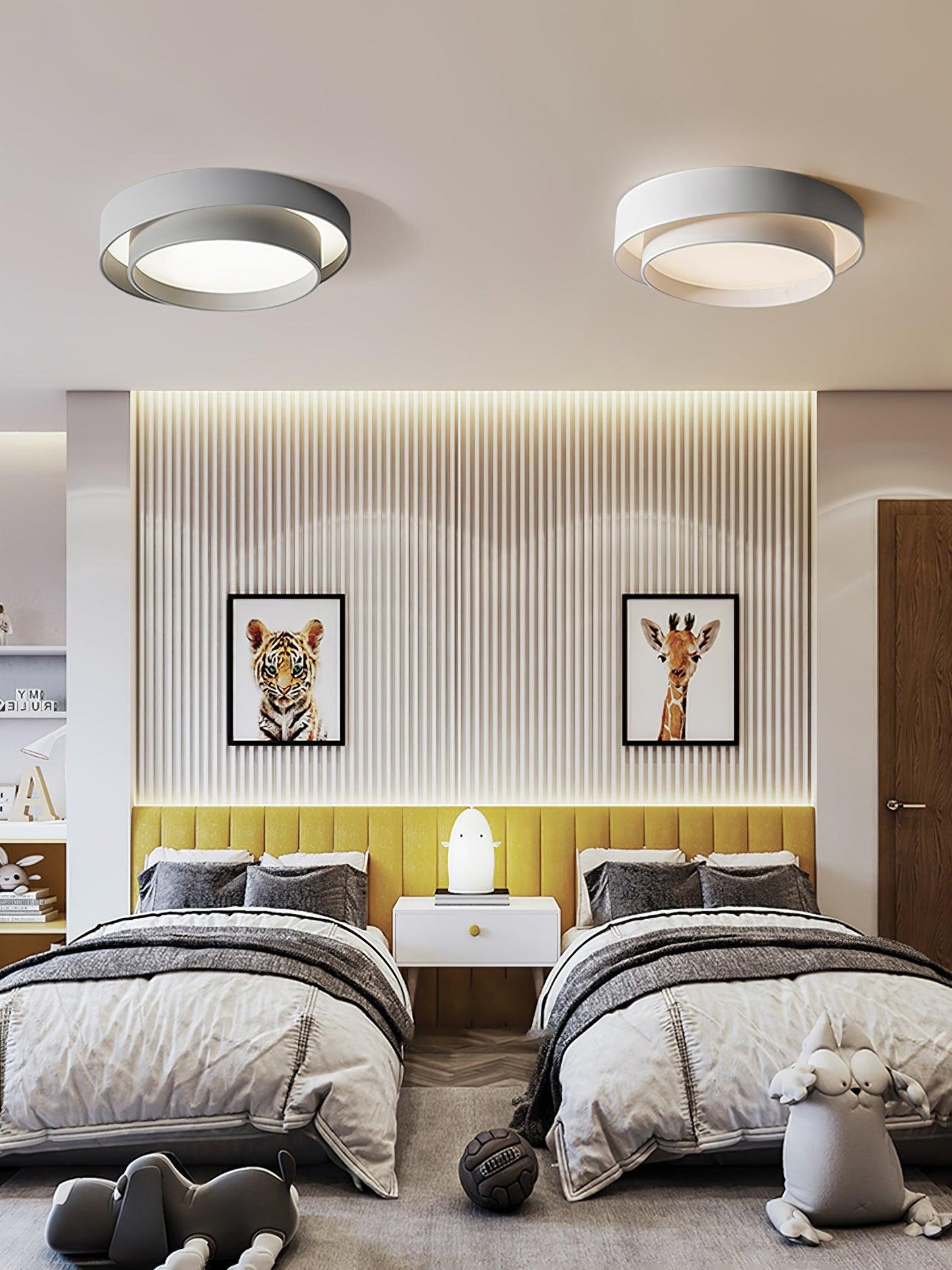 Modern Flush Mount Ceiling Light With Floating Ring Diffuser