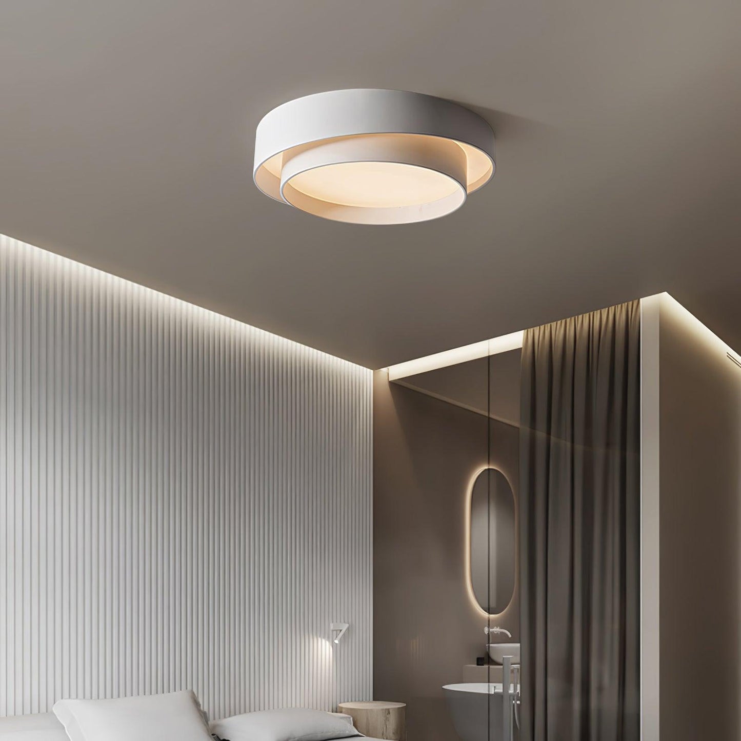 Modern Flush Mount Ceiling Light With Floating Ring Diffuser