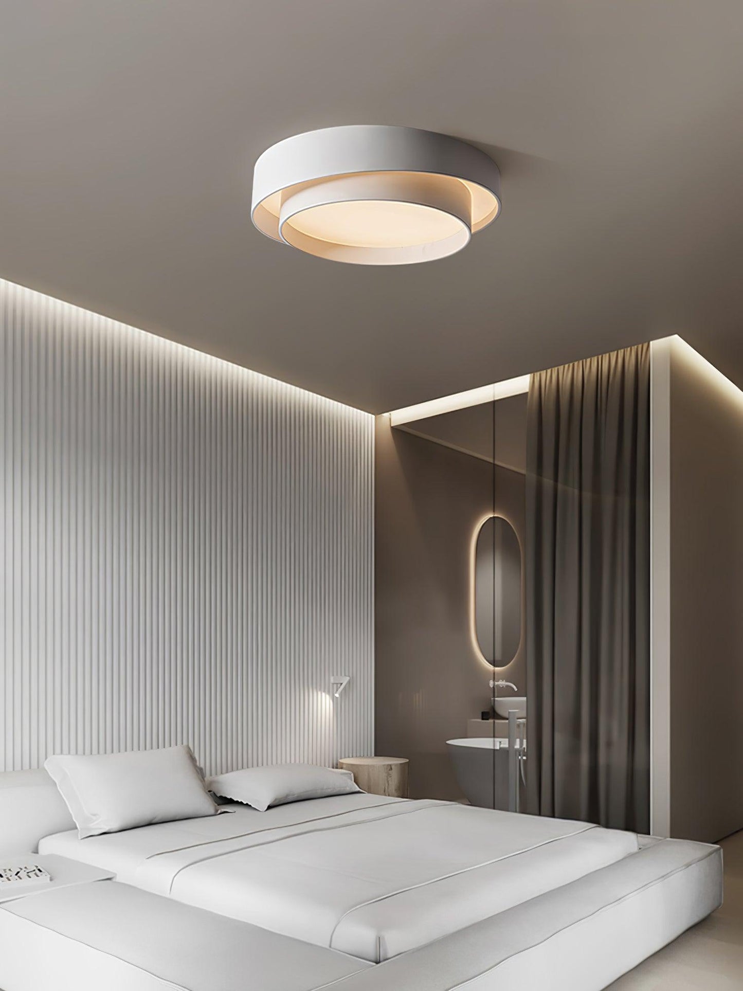 Modern Flush Mount Ceiling Light With Floating Ring Diffuser