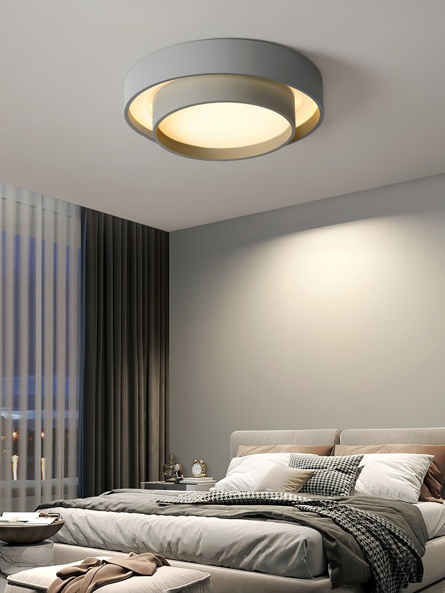 Modern Flush Mount Ceiling Light With Floating Ring Diffuser