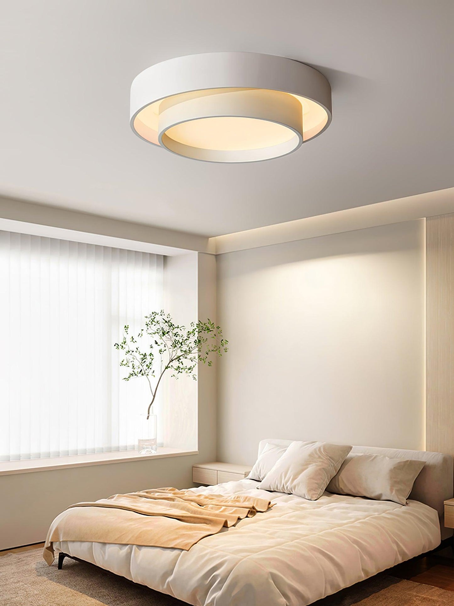Modern Flush Mount Ceiling Light With Floating Ring Diffuser