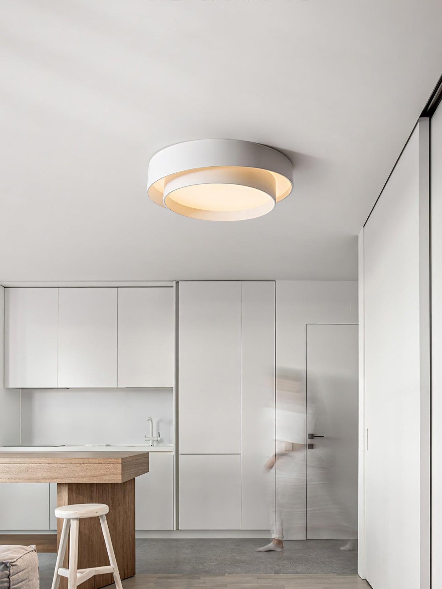 Modern Flush Mount Ceiling Light With Floating Ring Diffuser