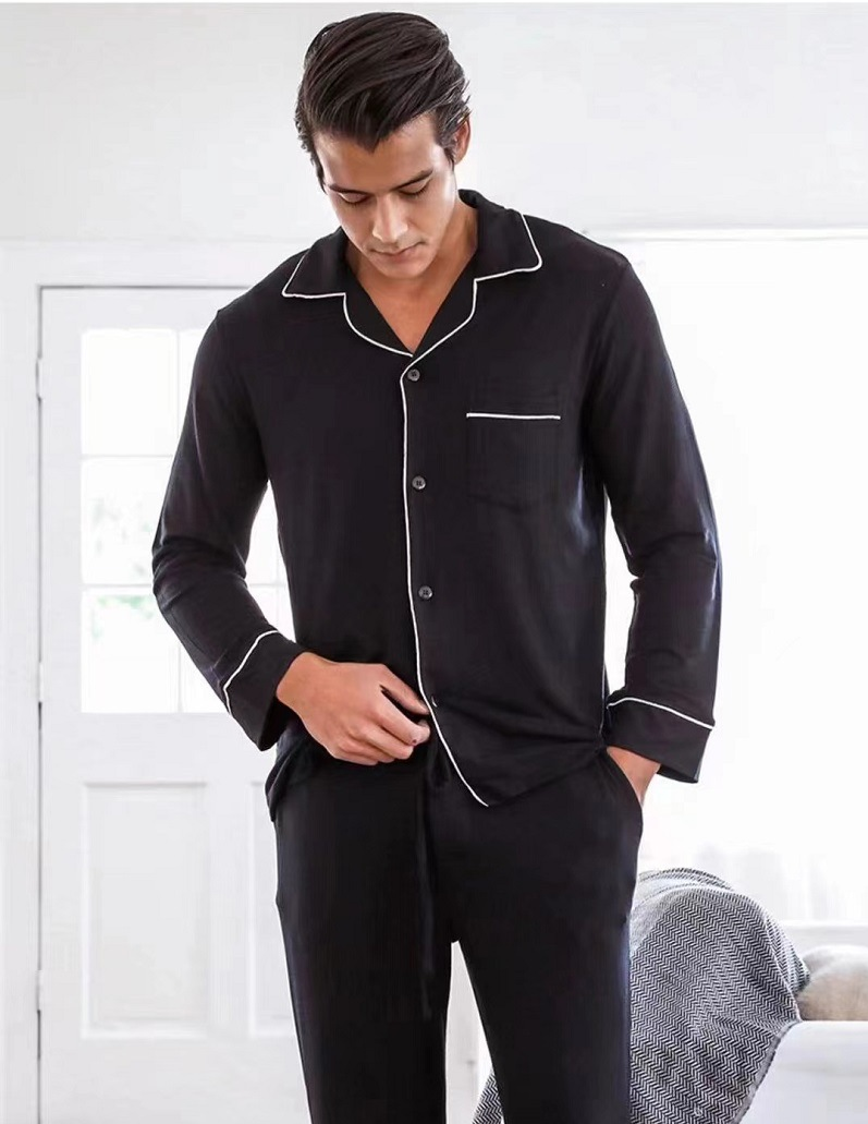 Men Milk Fiber Long sleeves Pajama Set