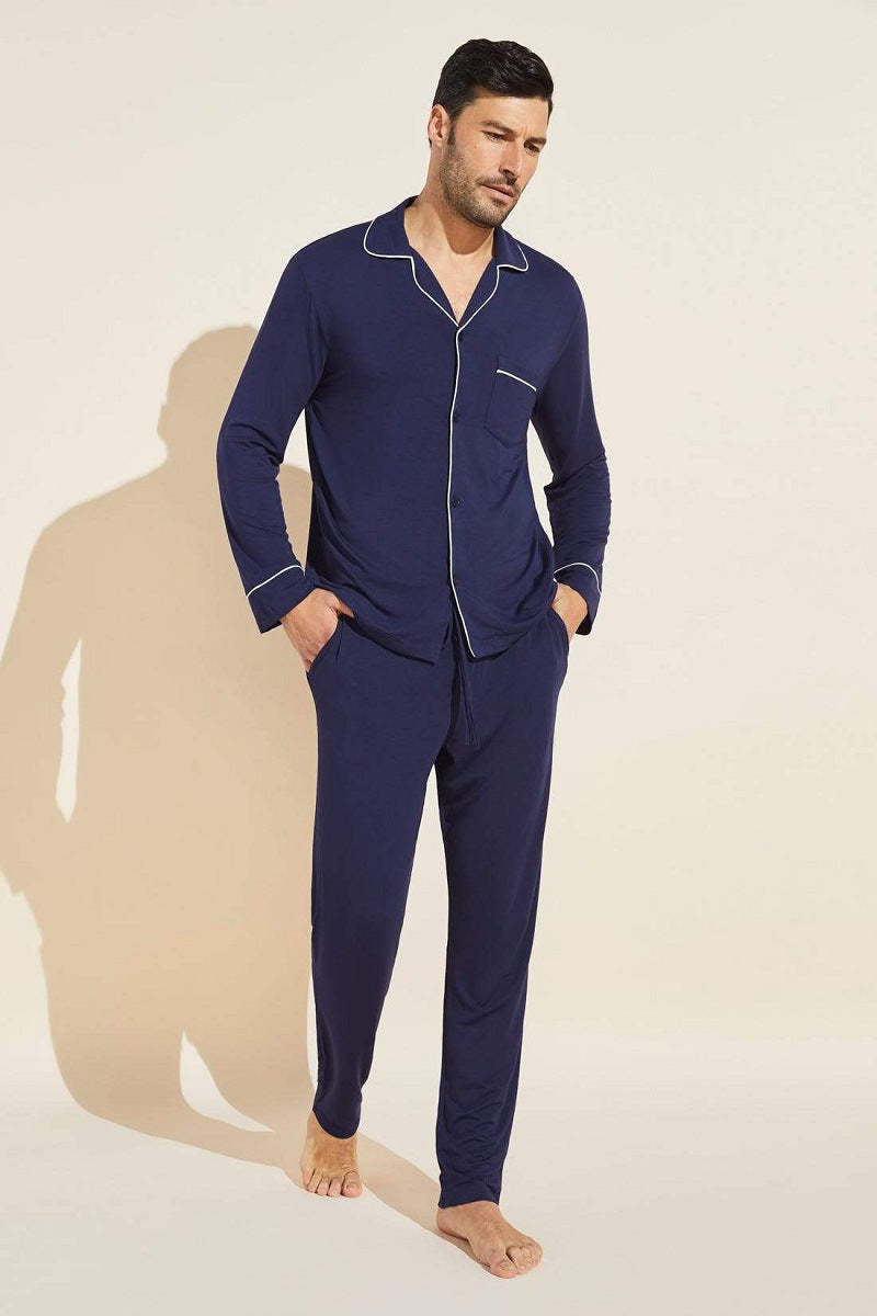 Men Milk Fiber Long sleeves Pajama Set
