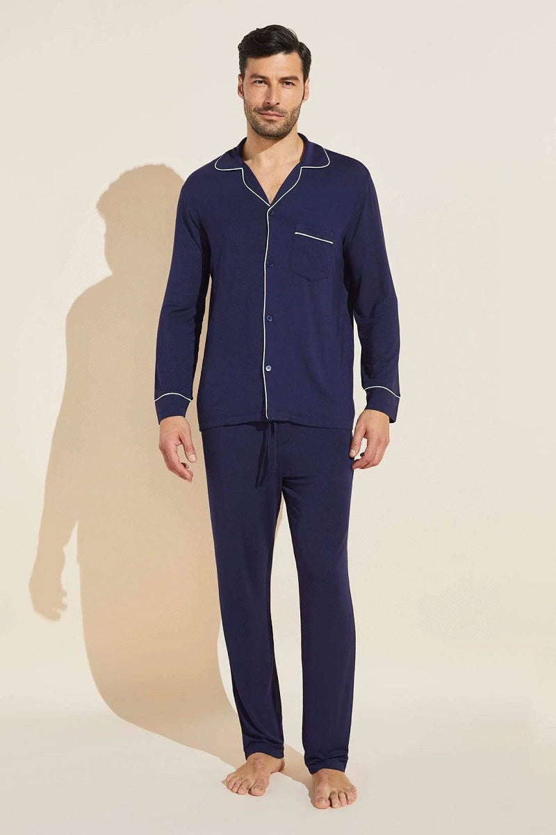 Men Milk Fiber Long sleeves Pajama Set