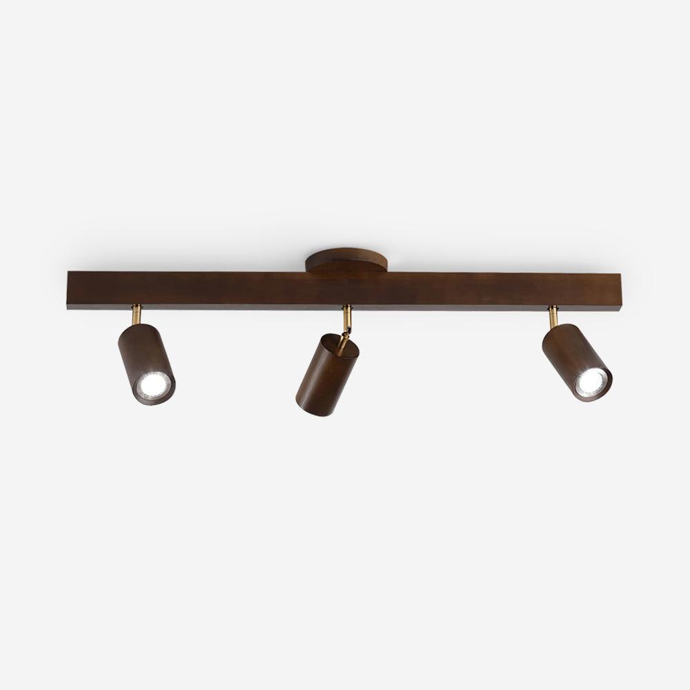 Adjustable Wood Bar Multi-Spot Ceiling Light With Pivot Spotlights